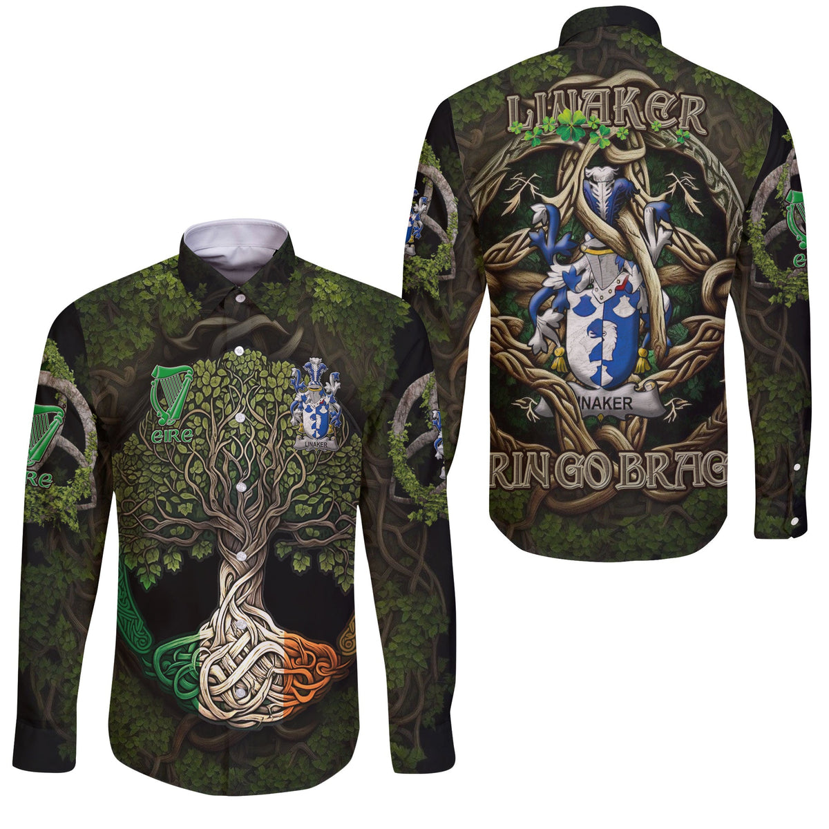 Linaker Long Sleeve Button Shirts Ireland Is My Root Style