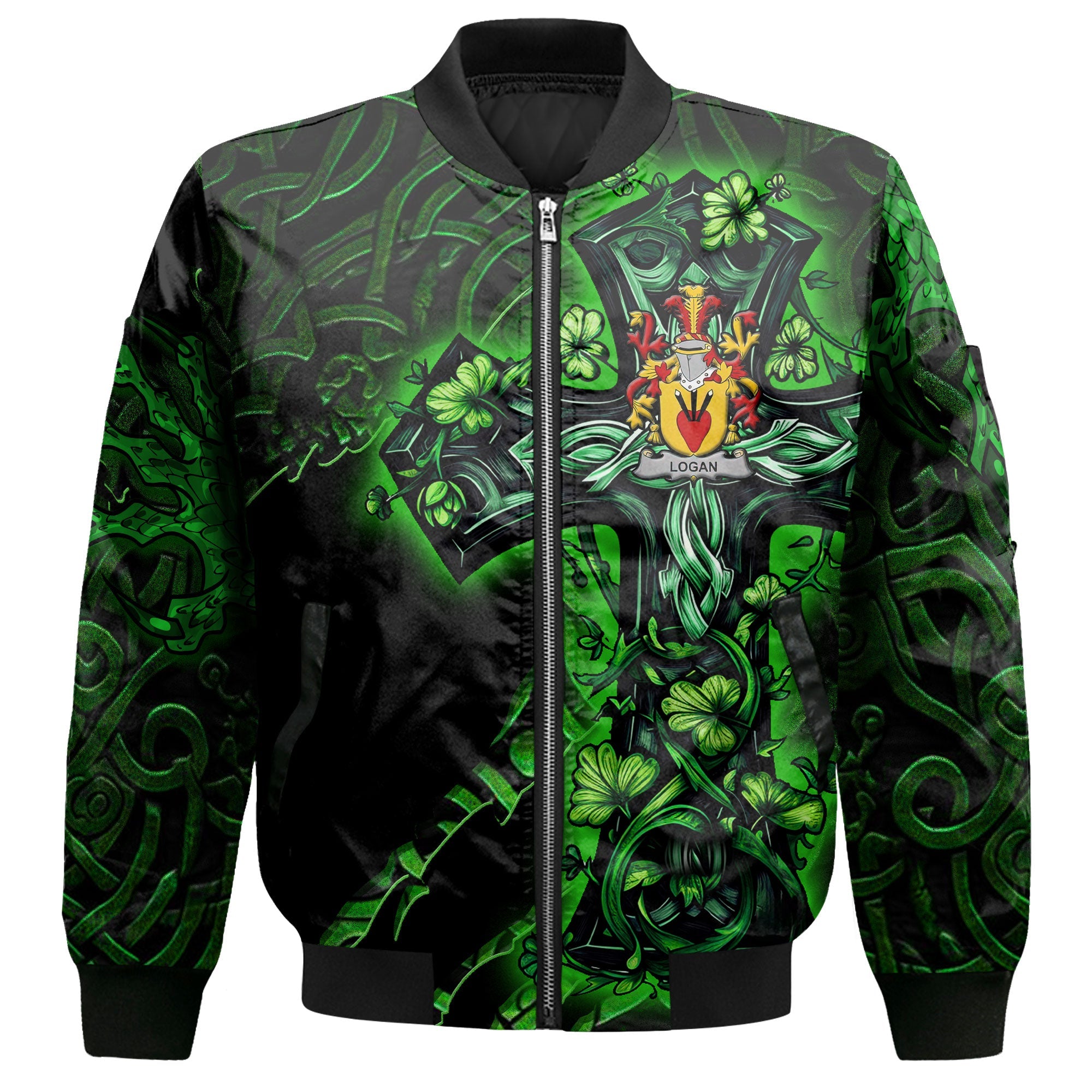 Logan Bomber Jackets Celtic Cross And Dragon Style