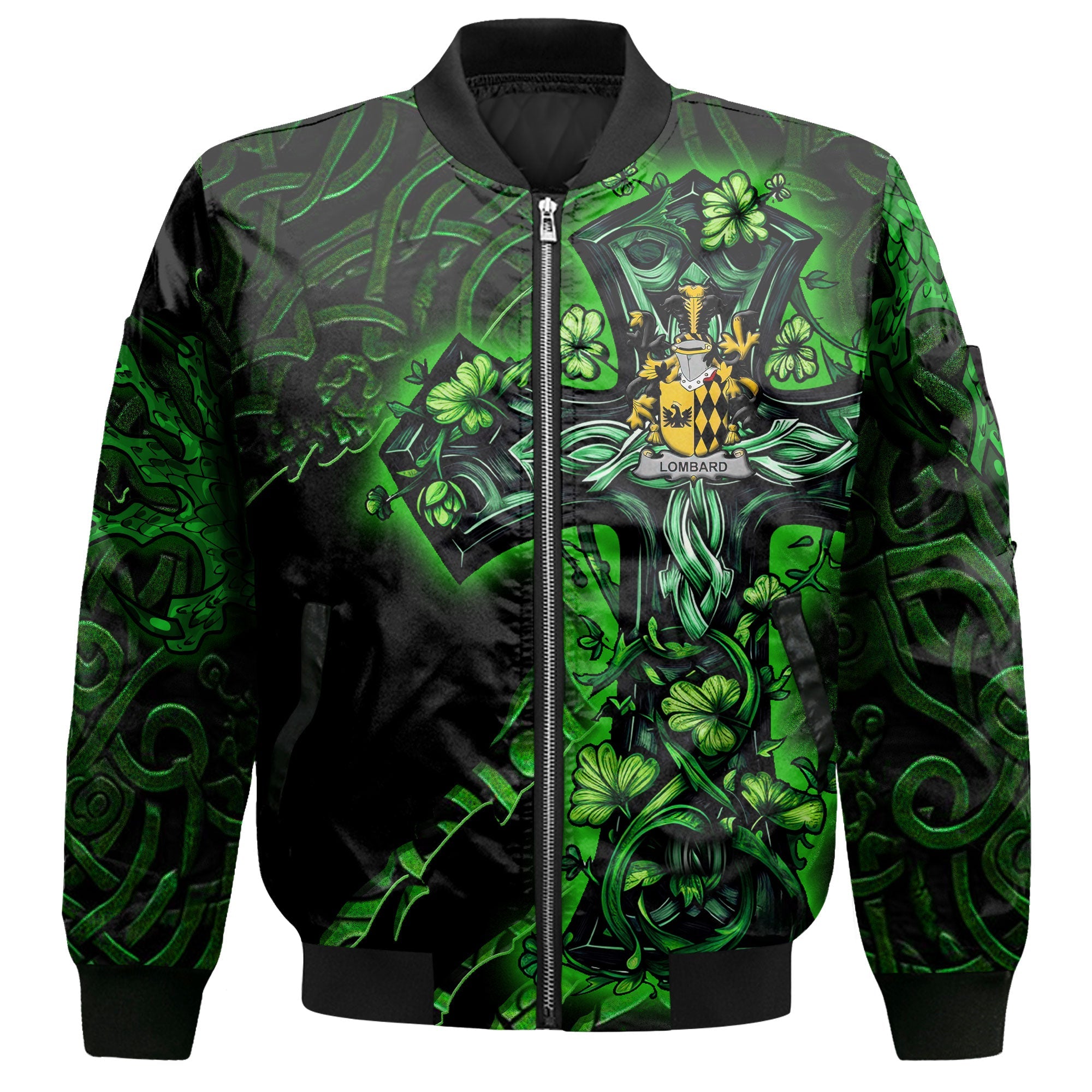 Lombard Bomber Jackets Celtic Cross And Dragon Style