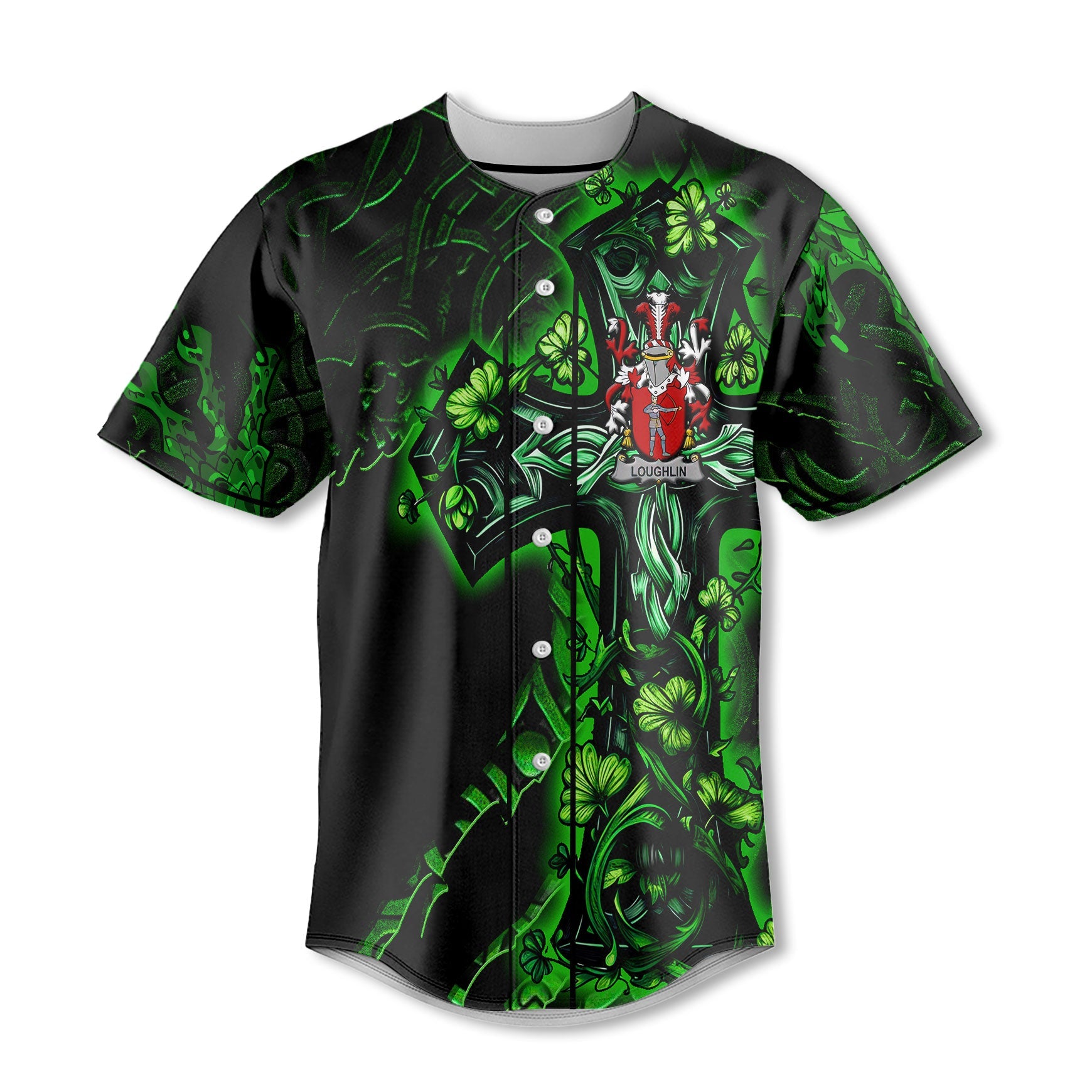 Loughlin or O Loughlin Baseball Jerseys Celtic Cross And Dragon Style