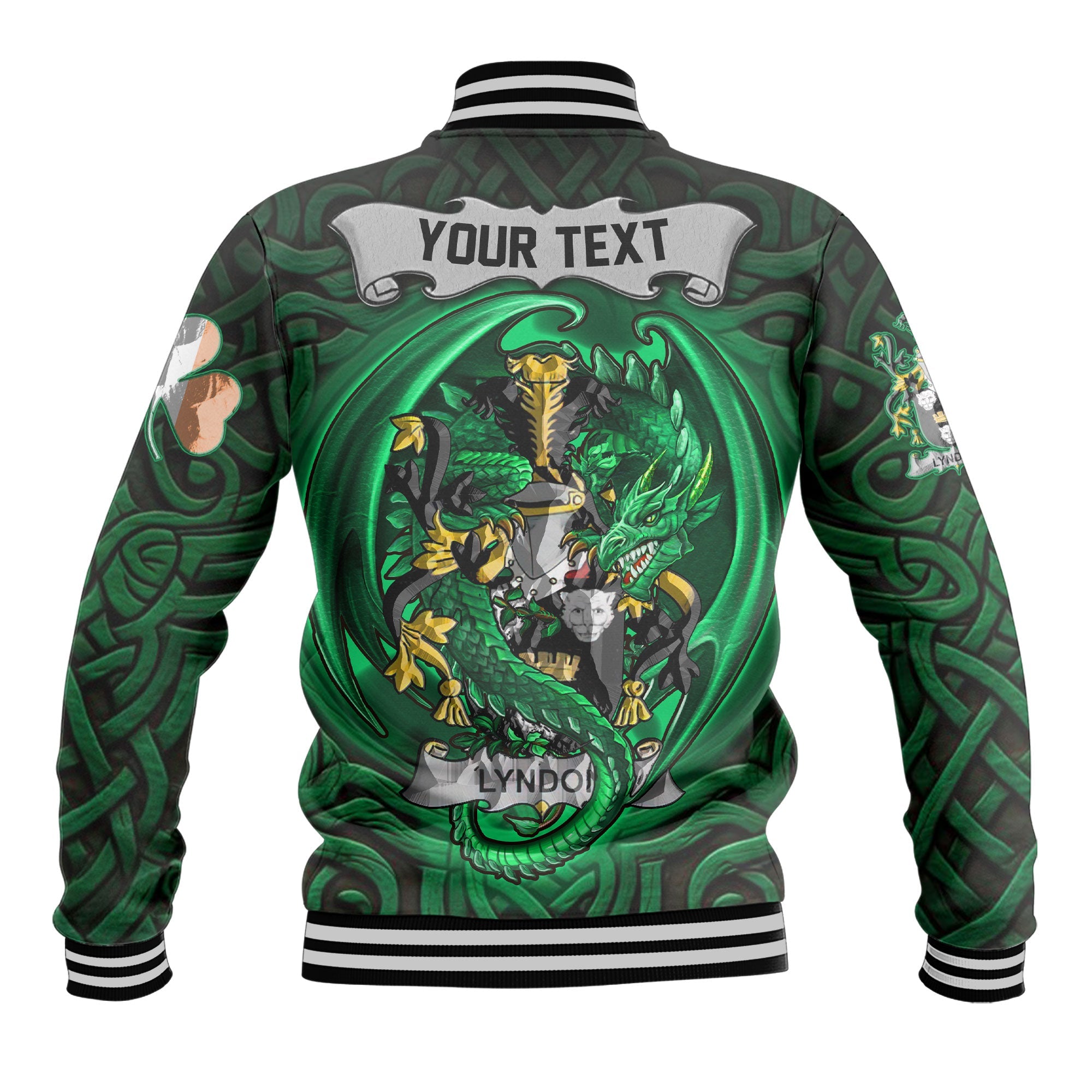 Lyndon or Gindon Baseball Jackets The Green Dragon Of Ireland Style
