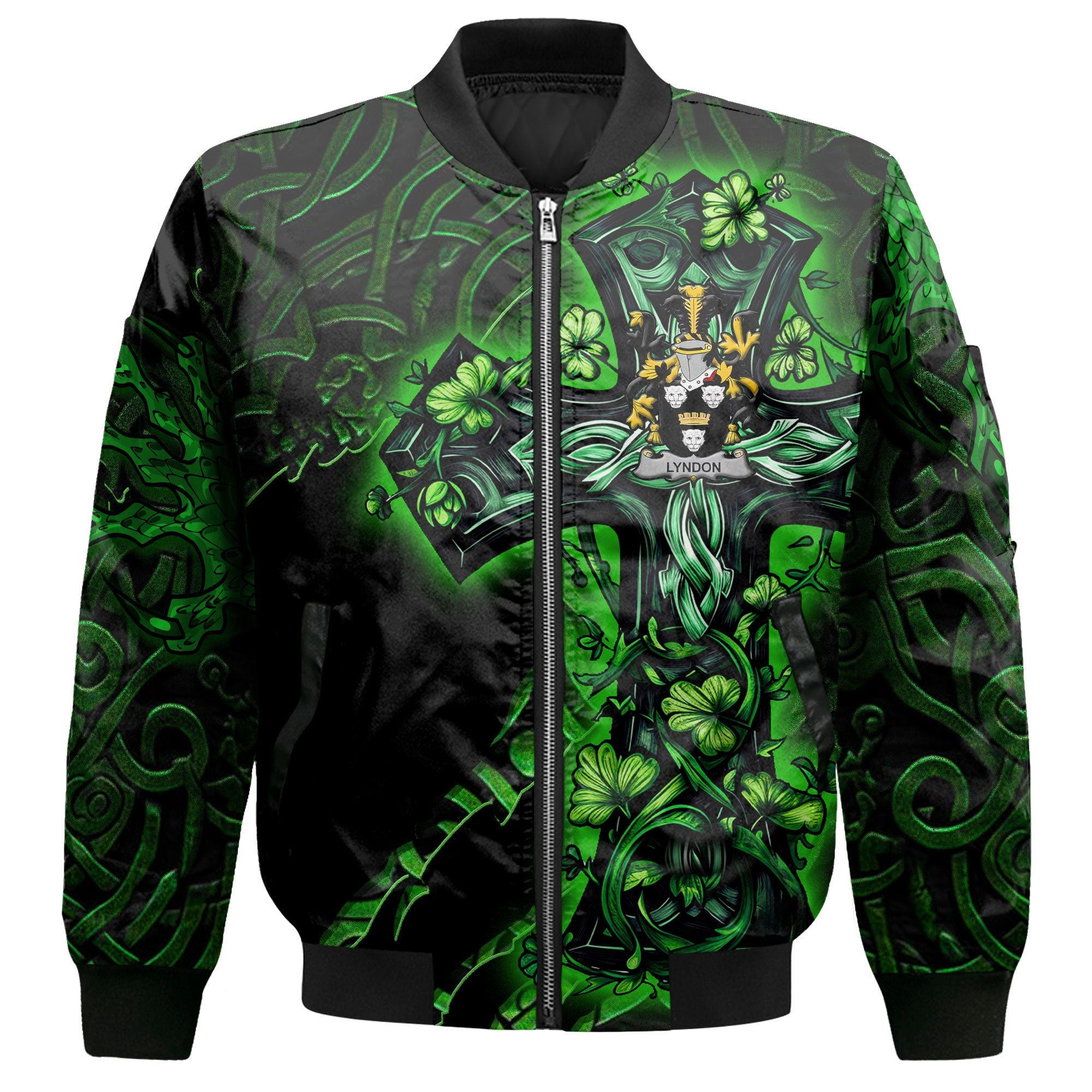 Lyndon or Gindon Bomber Jackets Celtic Cross And Dragon Style