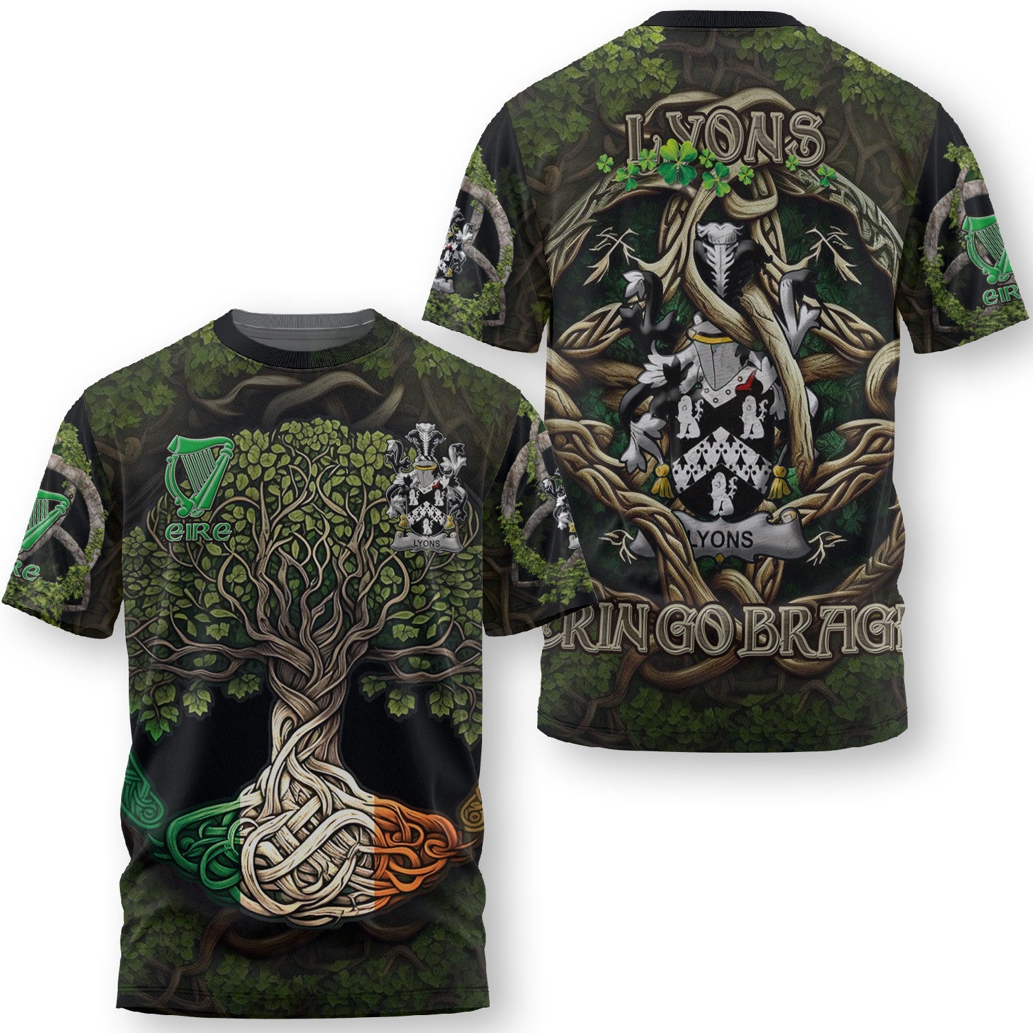 Lyons or Lyne T-Shirts Ireland Is My Root Style