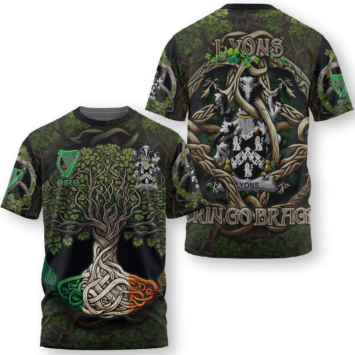 Lyons or Lyne T-Shirts Ireland Is My Root Style