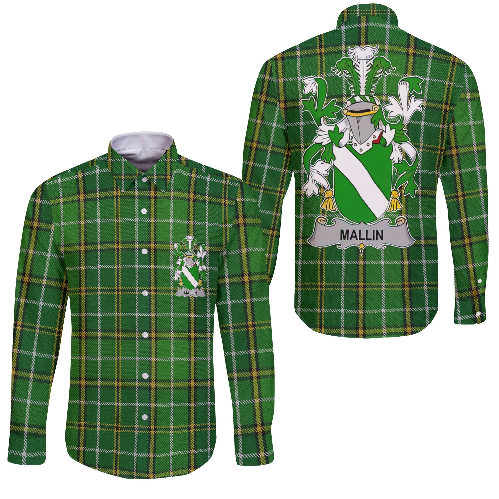 Mallin or O Mallan Long Sleeve Button Shirts Crest And National Plaid Style