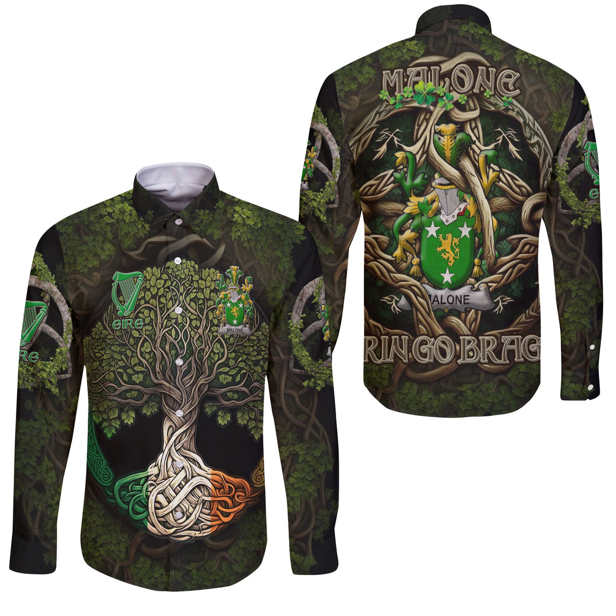 Malone or O Malone Long Sleeve Button Shirts Ireland Is My Root Style