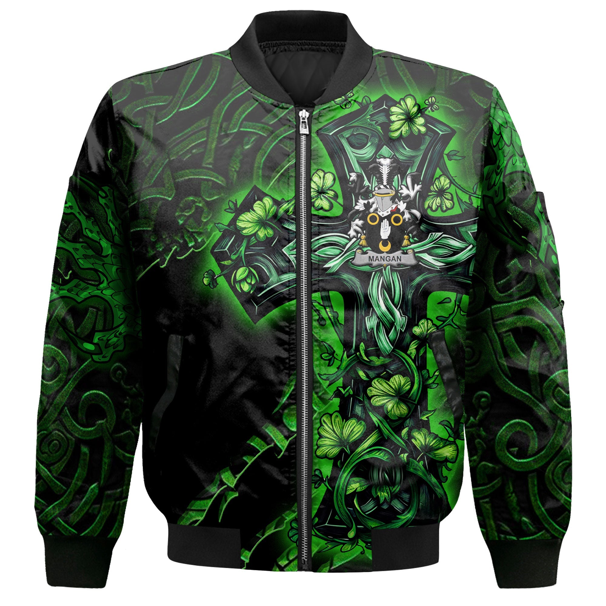 Mangan or O Mangan Bomber Jackets Celtic Cross And Dragon Style