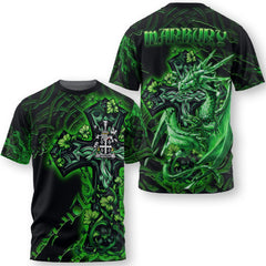 Marbury or Maybery T-Shirts Celtic Cross And Dragon Style