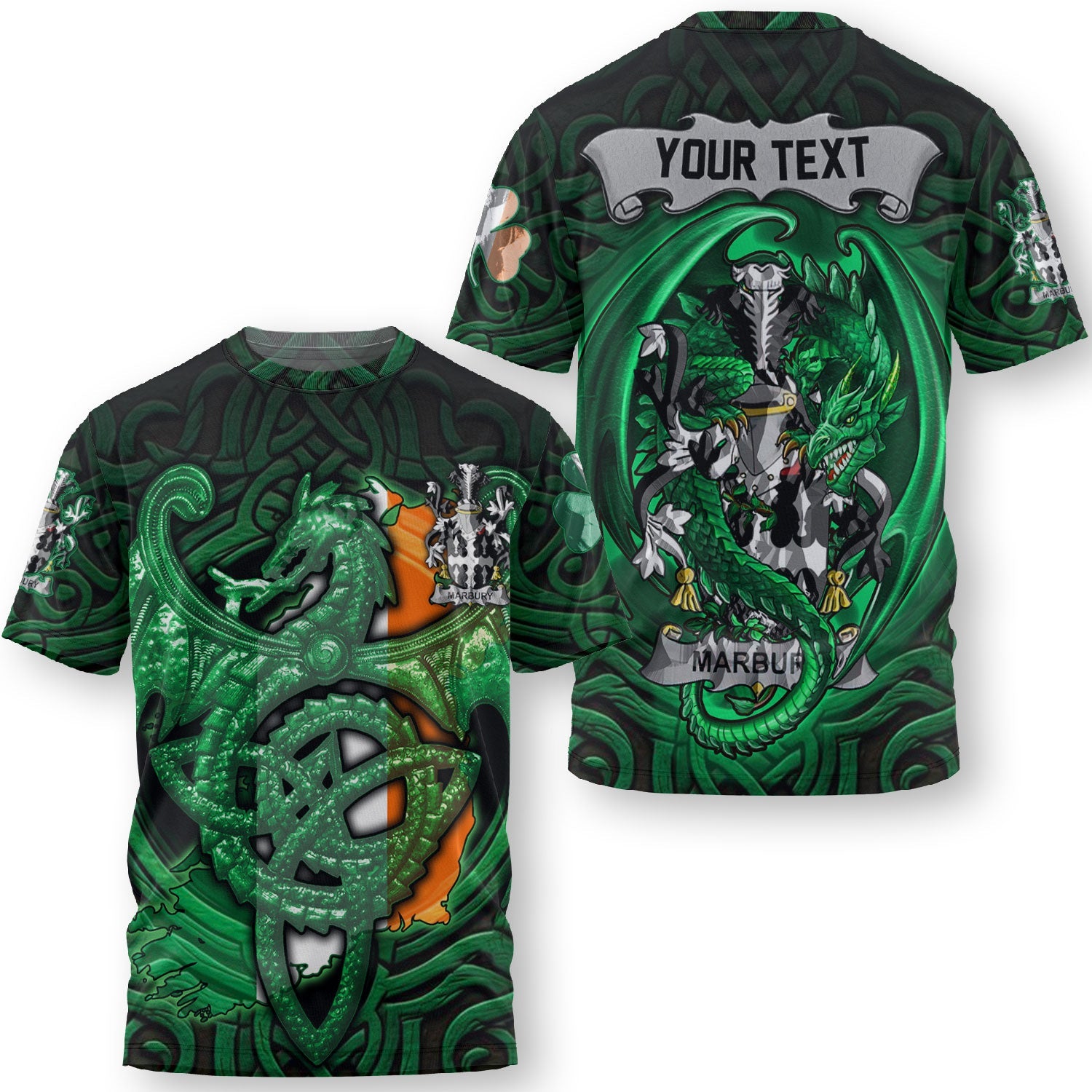 Marbury or Maybery T-Shirts The Green Dragon Of Ireland Style