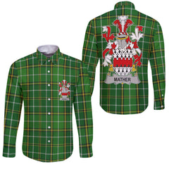 Mather or Mathers Long Sleeve Button Shirts Crest And National Plaid Style