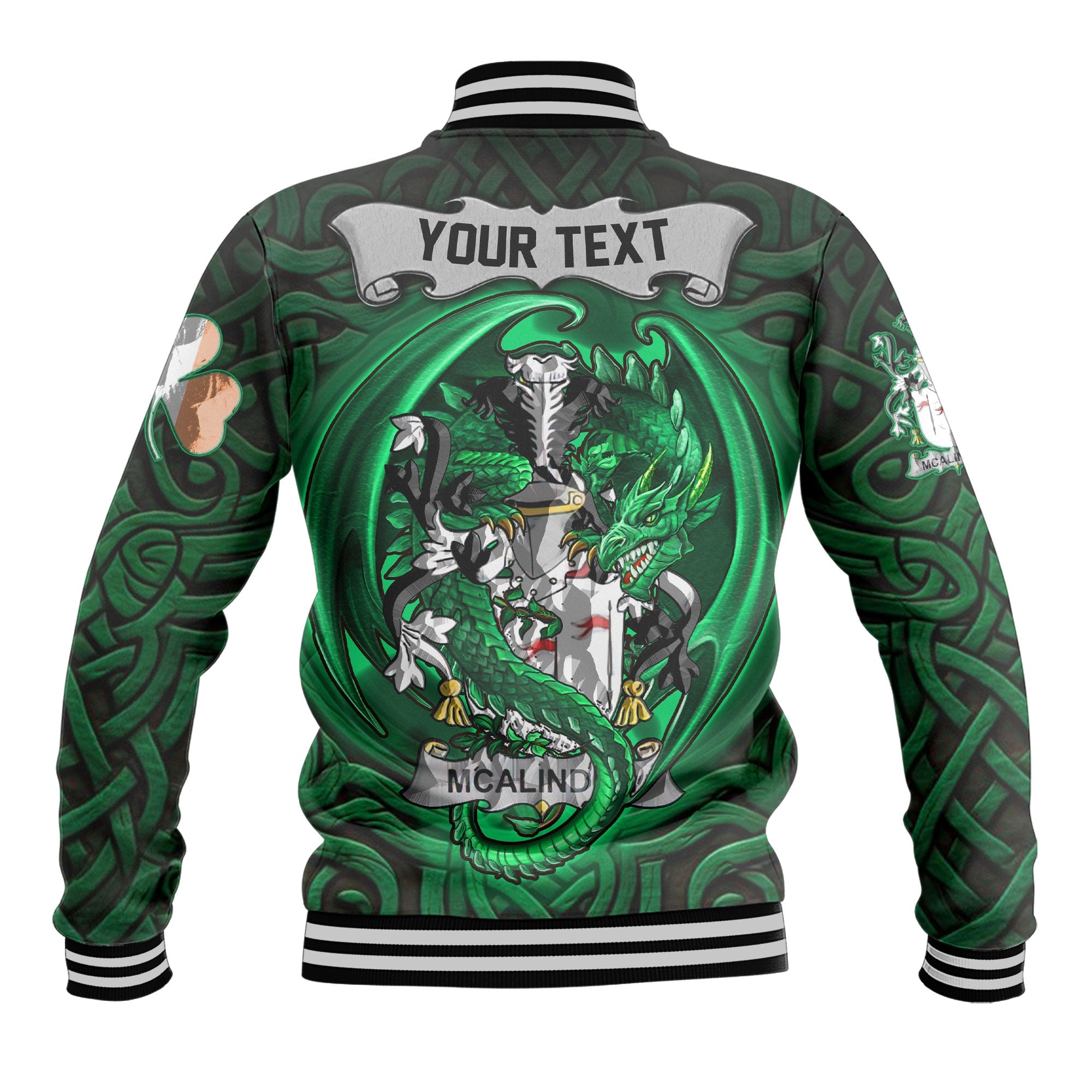 McAlindon or McAlindem Baseball Jackets The Green Dragon Of Ireland Style