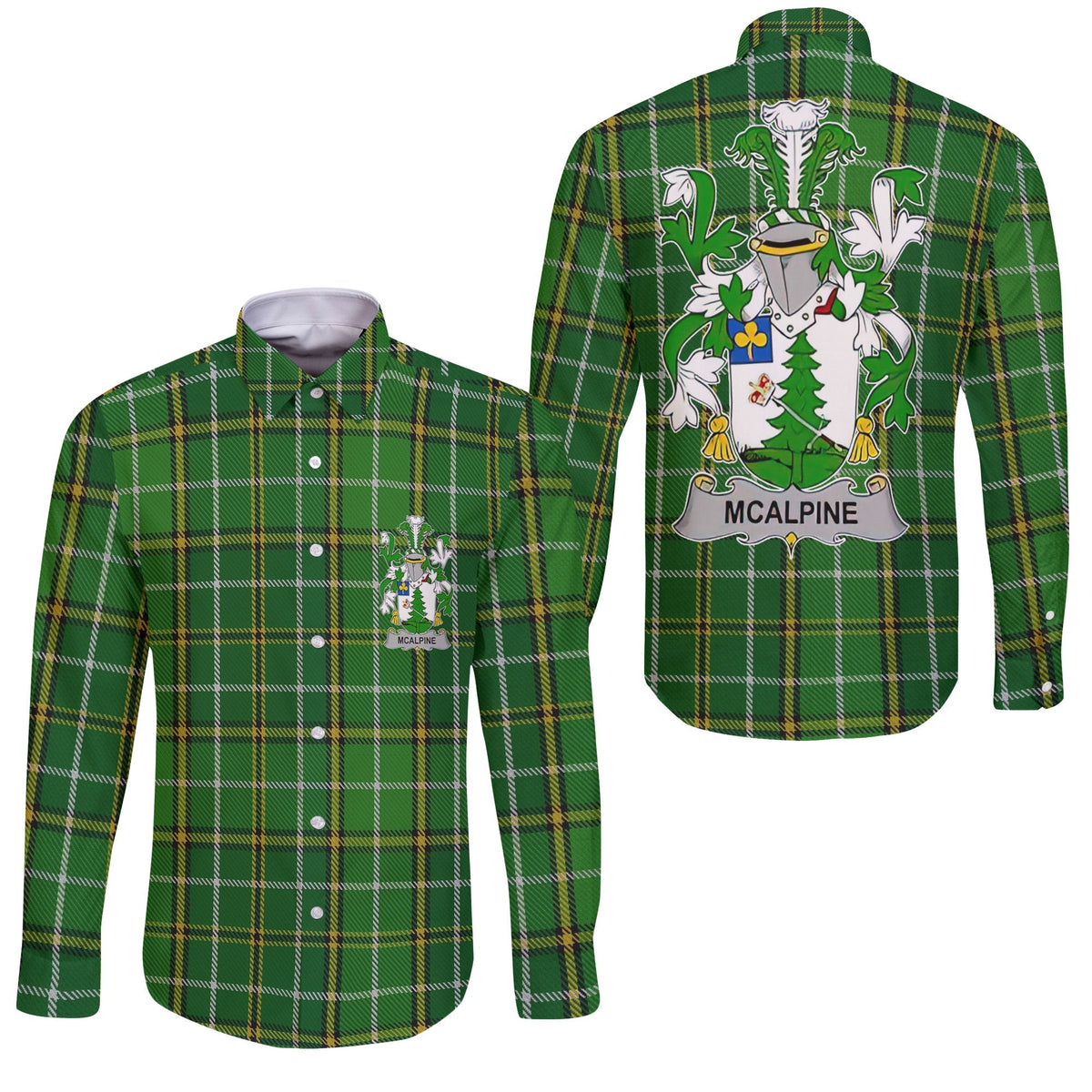 McAlpine or MacAlpin Long Sleeve Button Shirts Crest And National Plaid Style