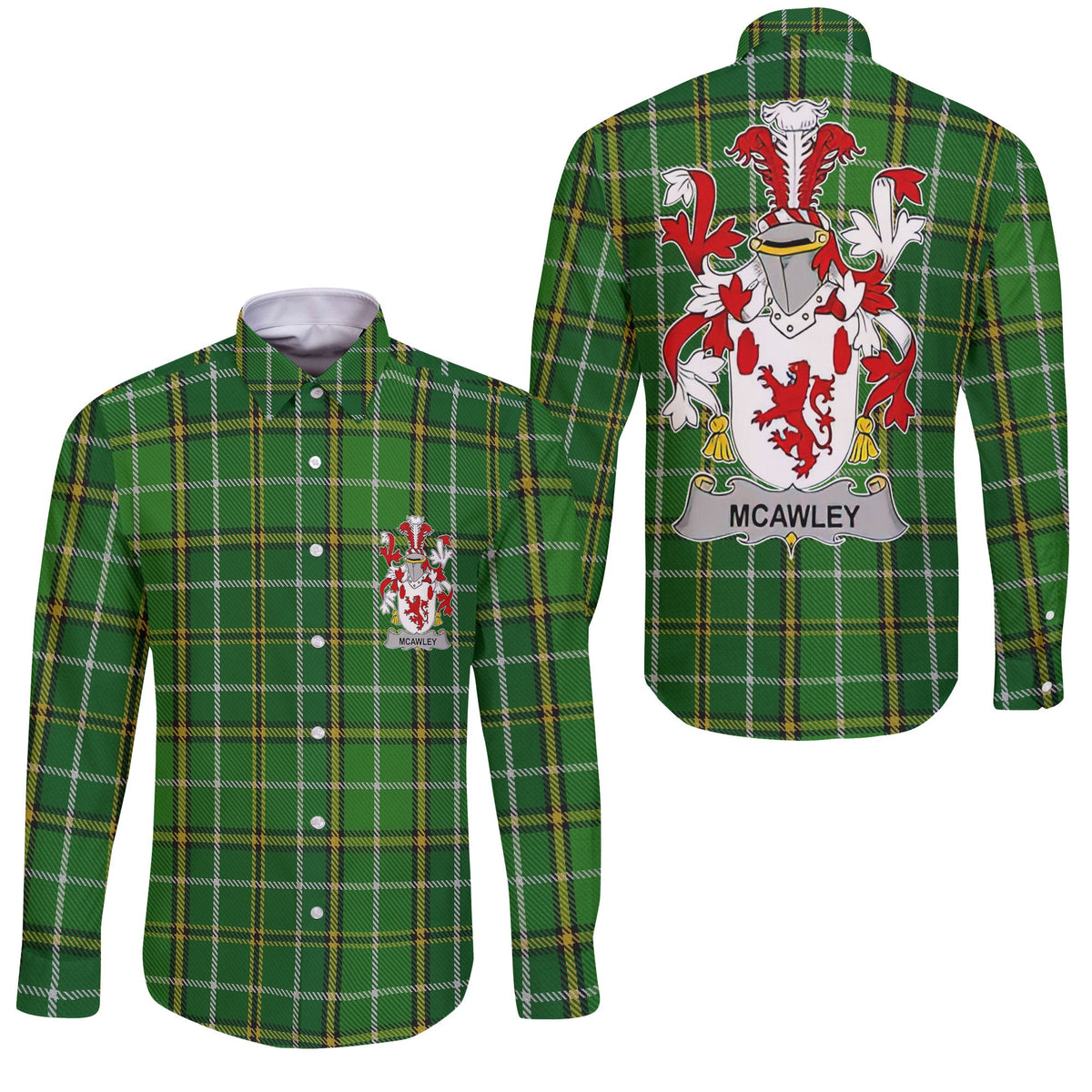 McAwley or McCawley Long Sleeve Button Shirts Crest And National Plaid Style