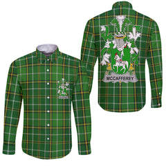 McCafferey or McCaffrey Long Sleeve Button Shirts Crest And National Plaid Style