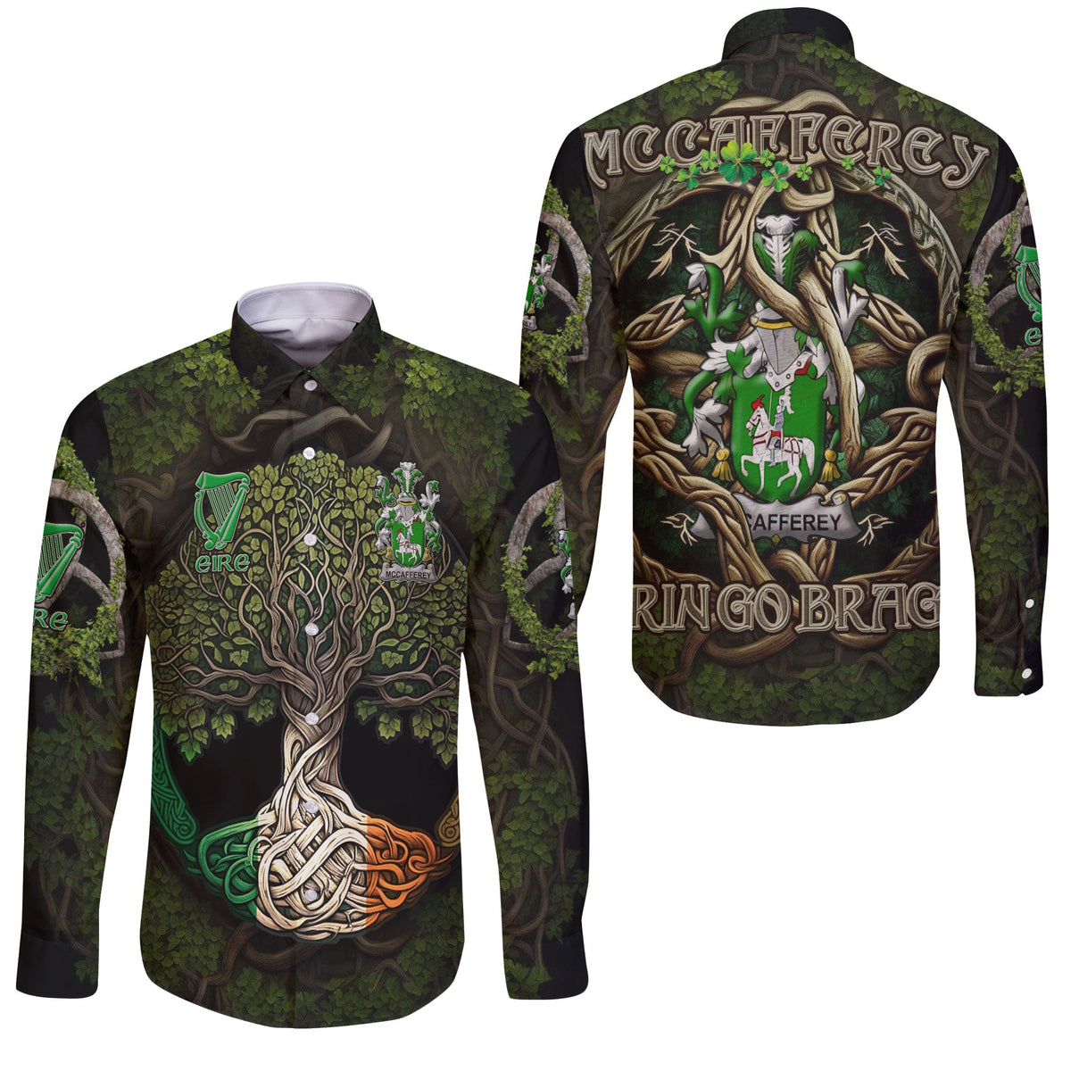 McCafferey or McCaffrey Long Sleeve Button Shirts Ireland Is My Root Style