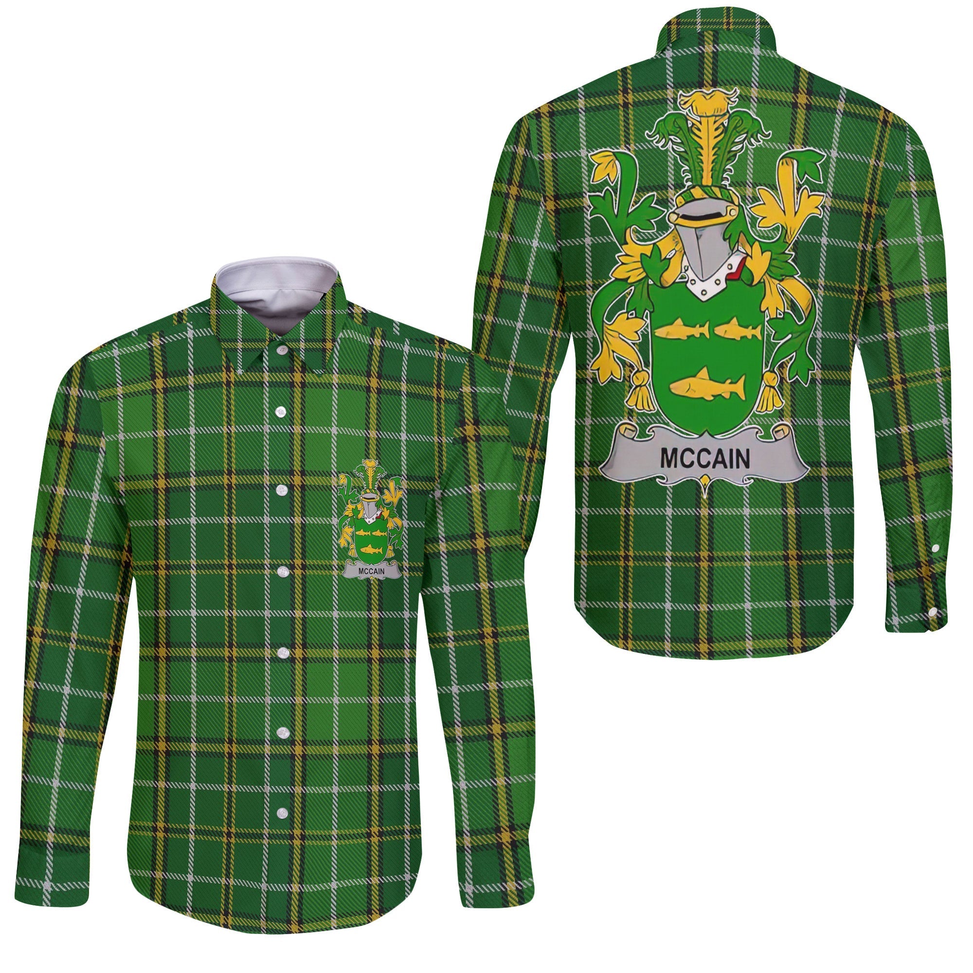 McCain or O Kane Long Sleeve Button Shirts Crest And National Plaid Style