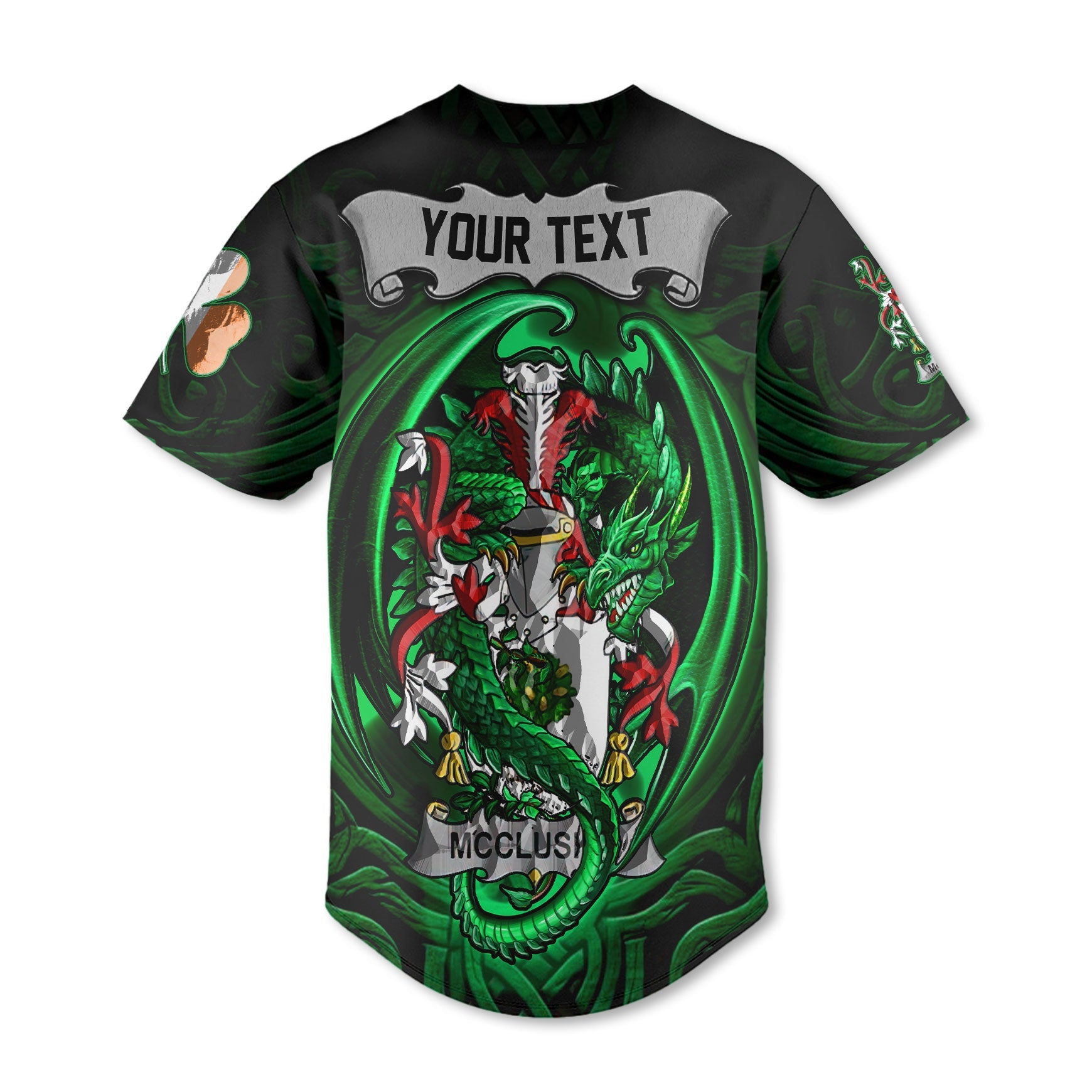 McCluskie or McCloskie Baseball Jerseys The Green Dragon Of Ireland Style