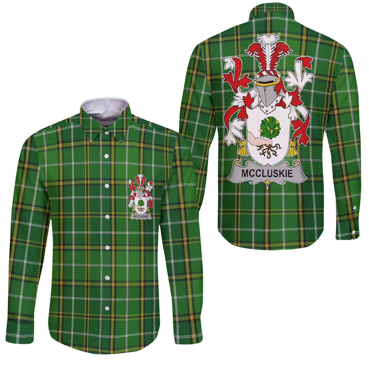 McCluskie or McCloskie Long Sleeve Button Shirts Crest And National Plaid Style