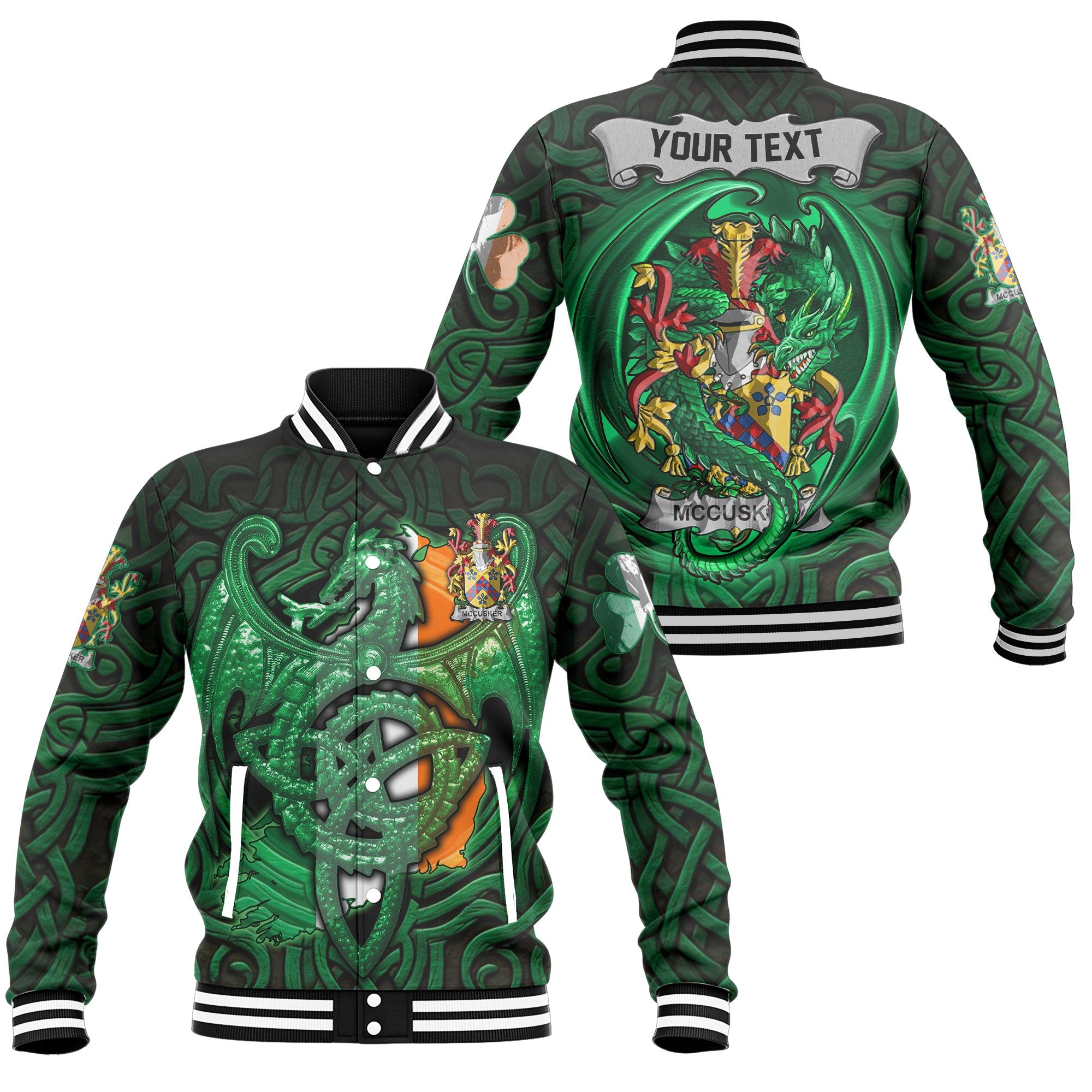 McCusker or Cosker Baseball Jackets The Green Dragon Of Ireland Style