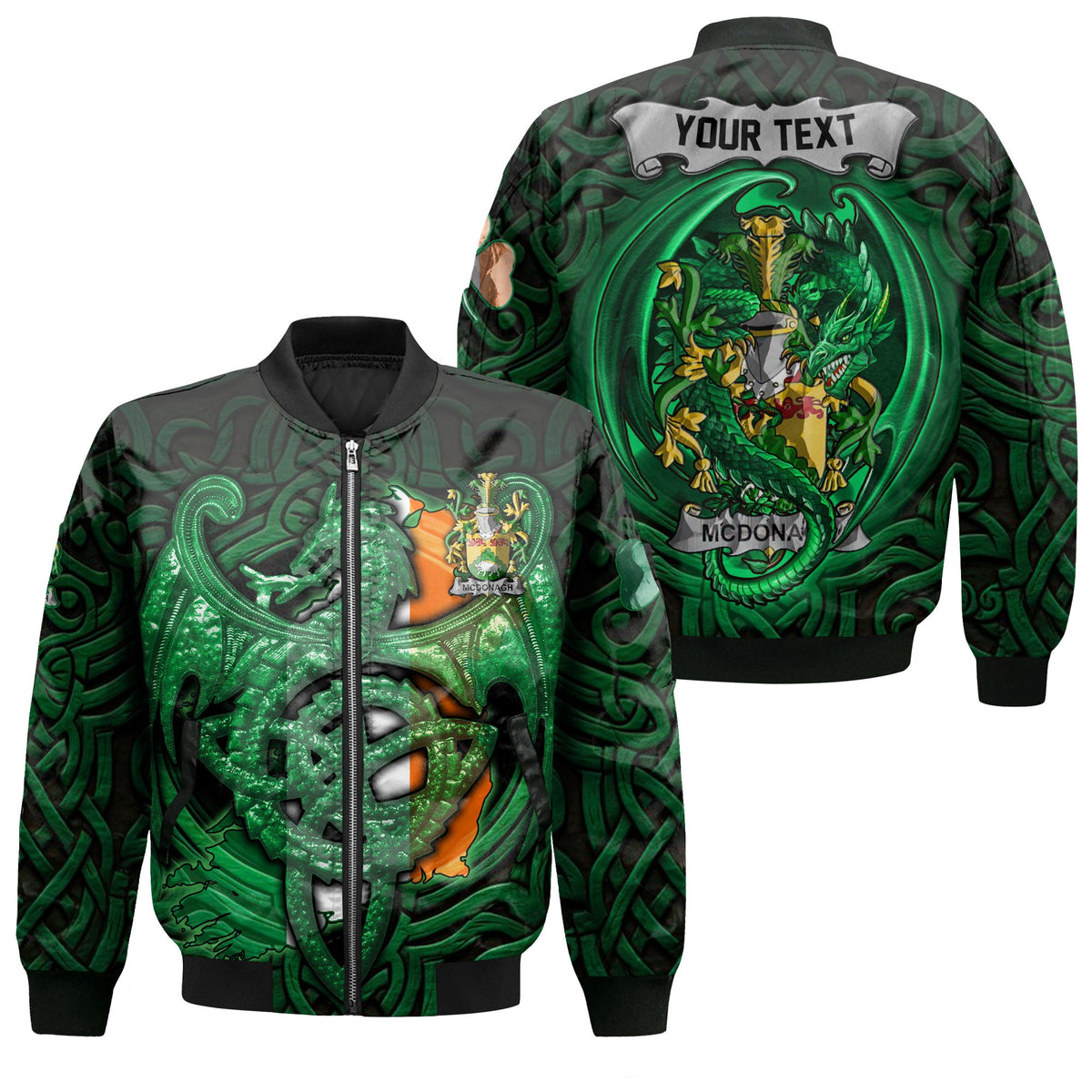 McDonagh or McDonogh Bomber Jackets The Green Dragon Of Ireland Style