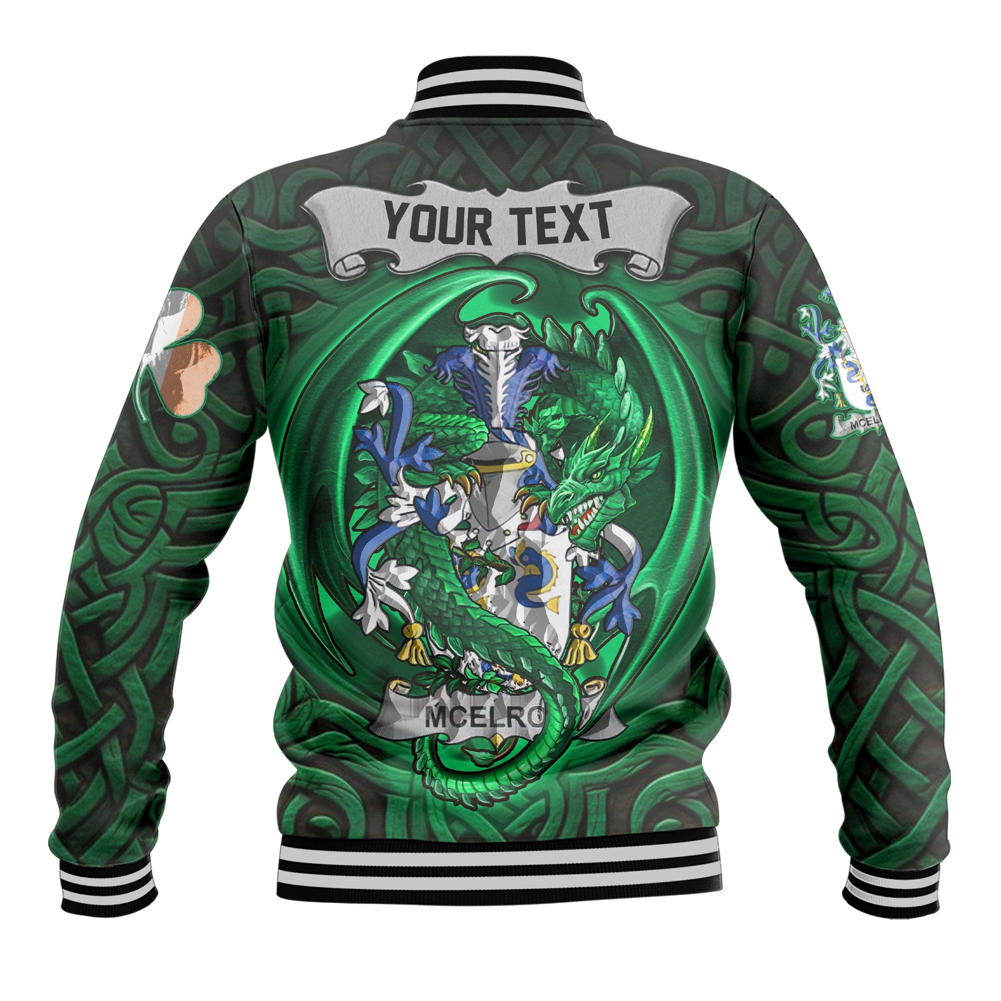 McElroy or Gilroy Baseball Jackets The Green Dragon Of Ireland Style