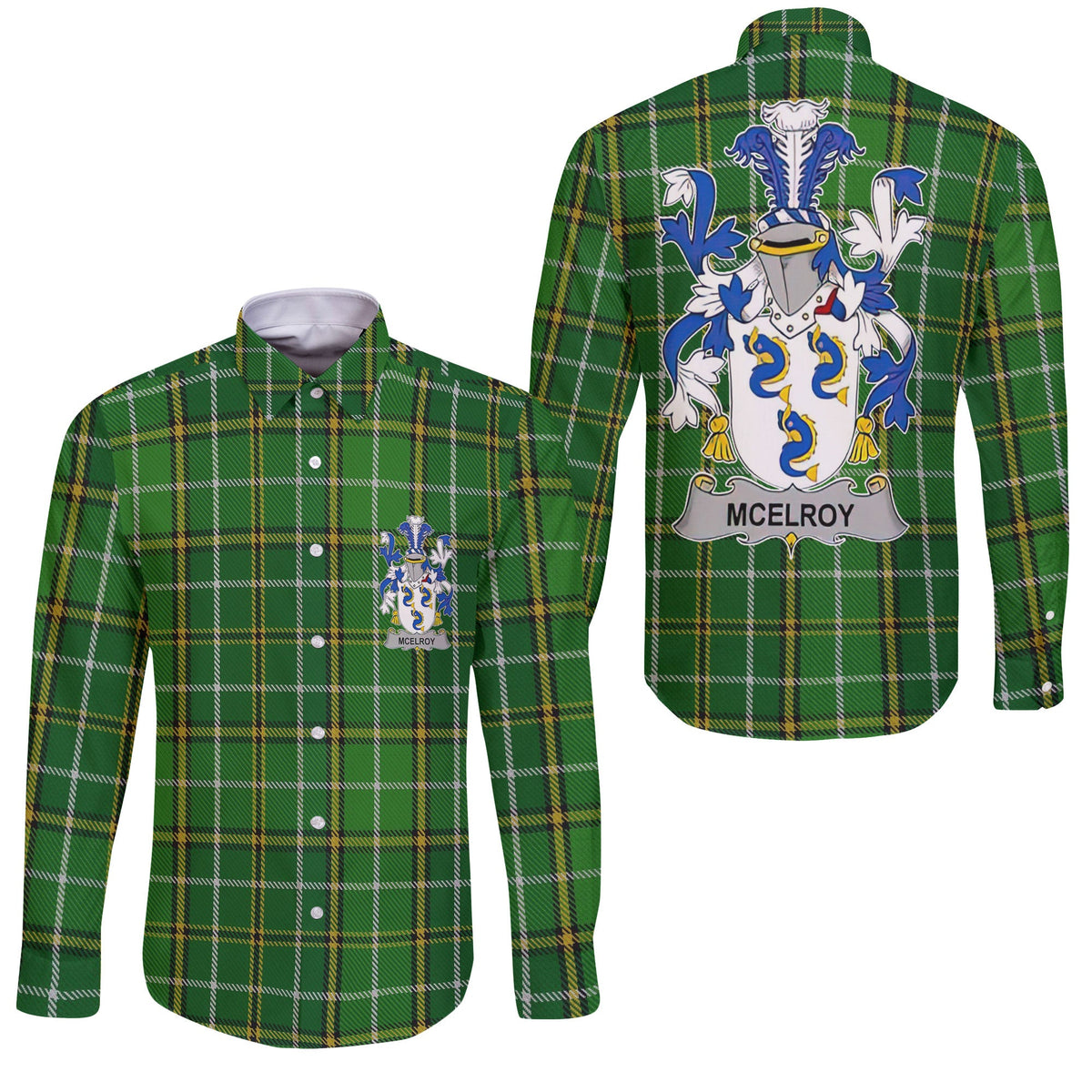 McElroy or Gilroy Long Sleeve Button Shirts Crest And National Plaid Style