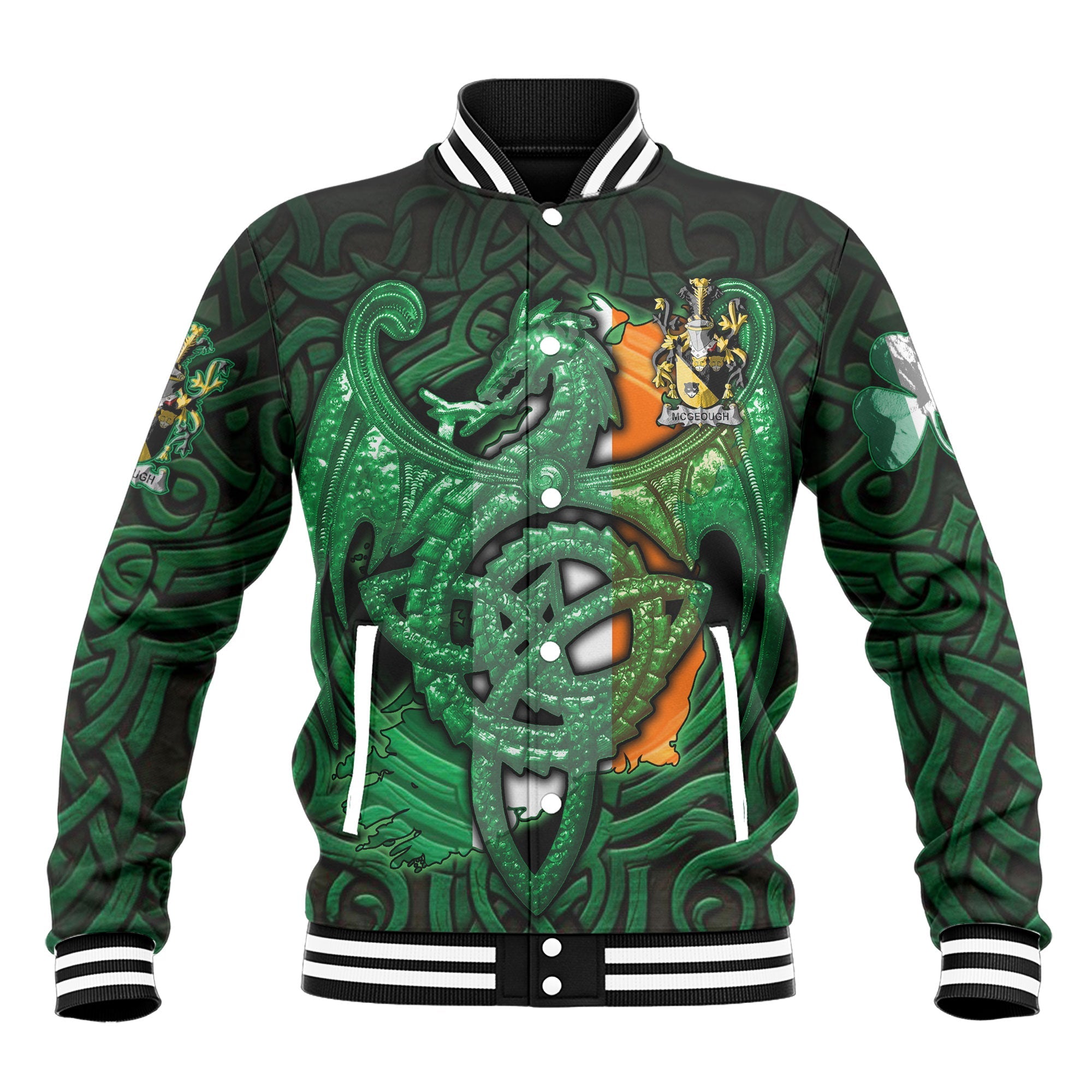 McGeough or McGough Baseball Jackets The Green Dragon Of Ireland Style