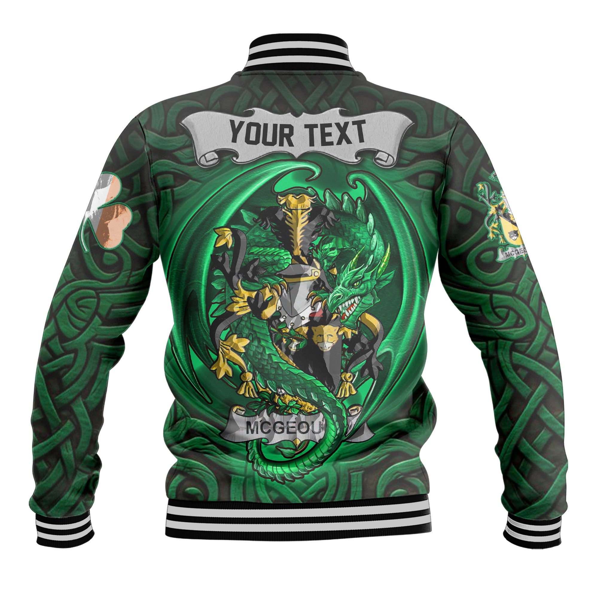 McGeough or McGough Baseball Jackets The Green Dragon Of Ireland Style