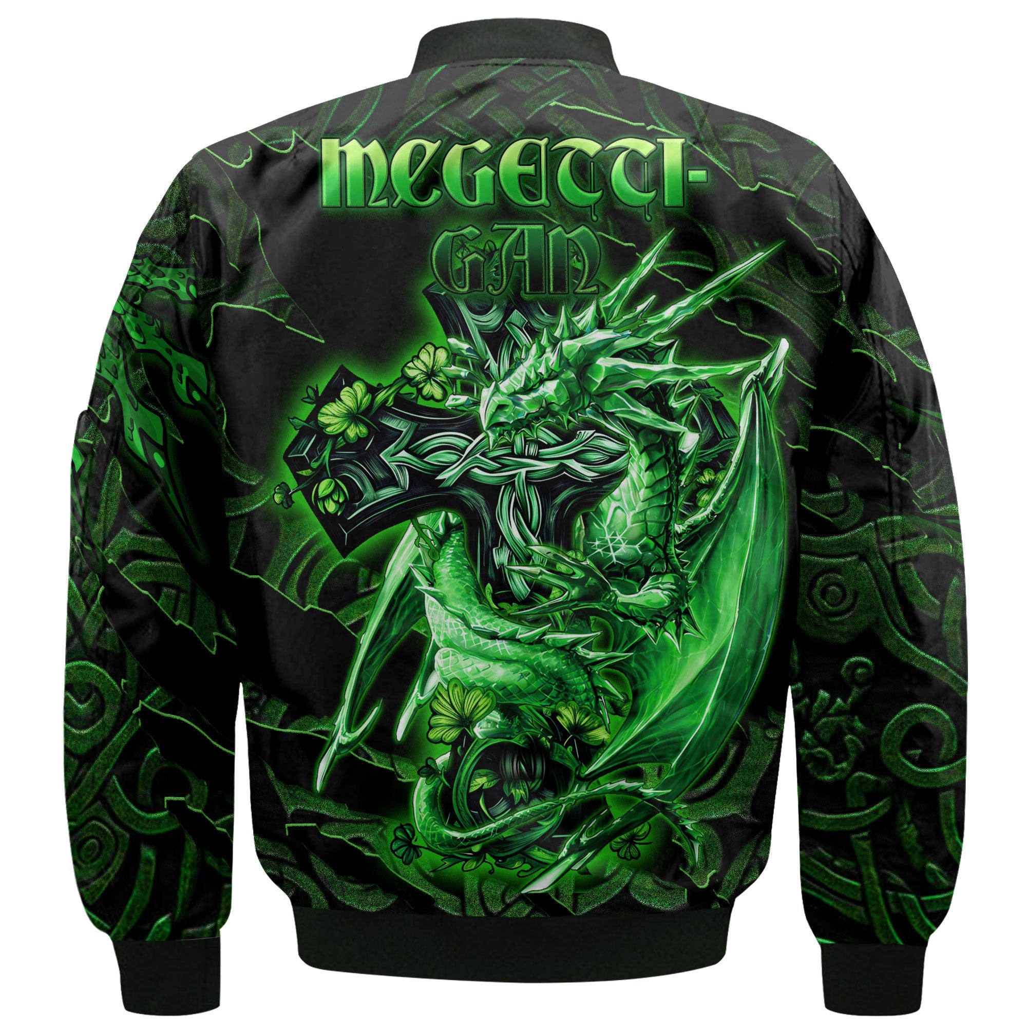 McGettigan or Gethin Bomber Jackets Celtic Cross And Dragon Style