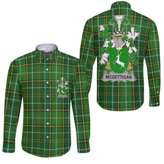McGettigan or Gethin Long Sleeve Button Shirts Crest And National Plaid Style