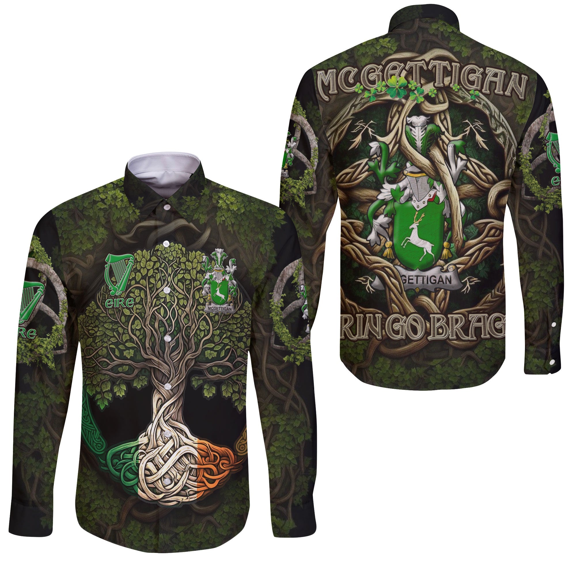 McGettigan or Gethin Long Sleeve Button Shirts Ireland Is My Root Style