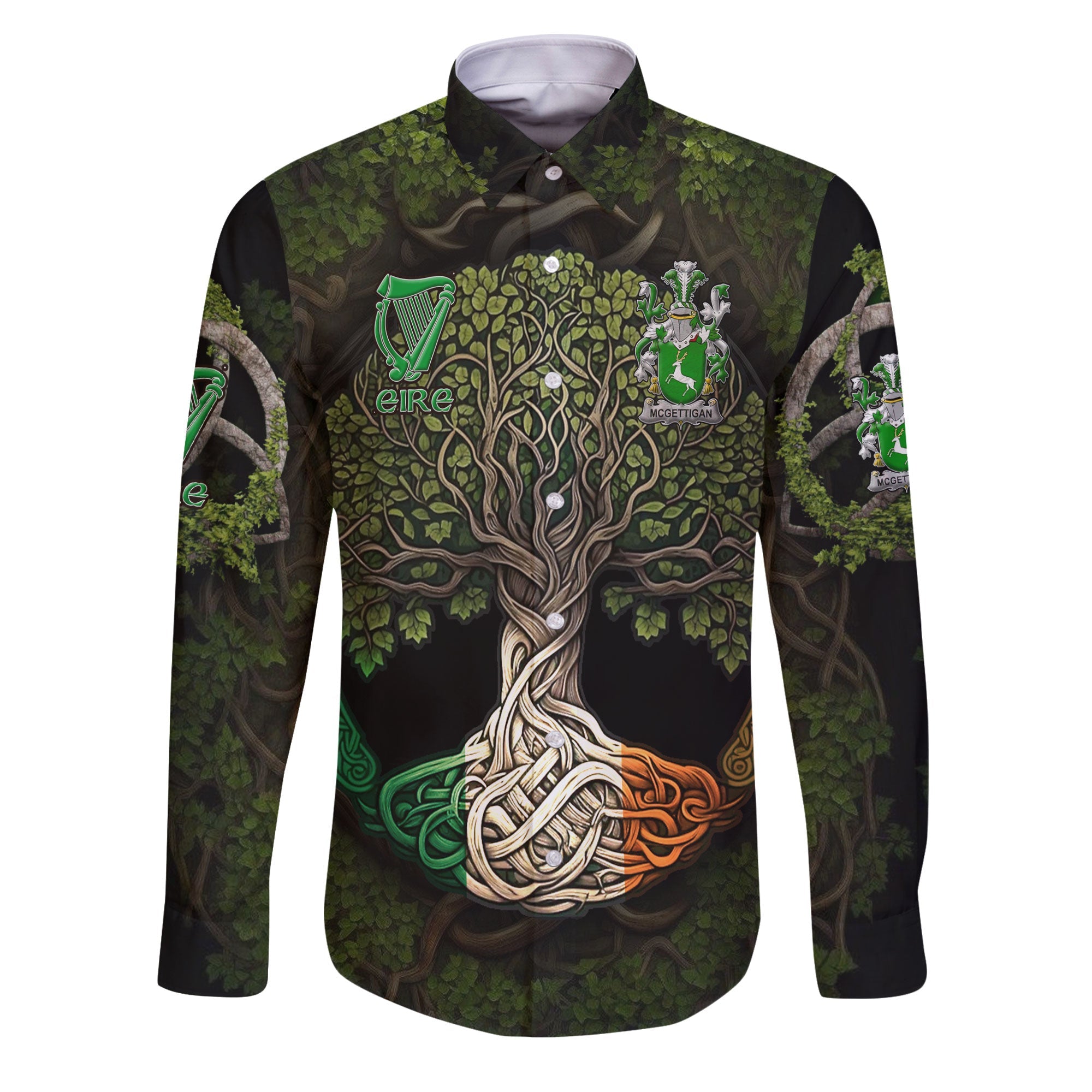 McGettigan or Gethin Long Sleeve Button Shirts Ireland Is My Root Style