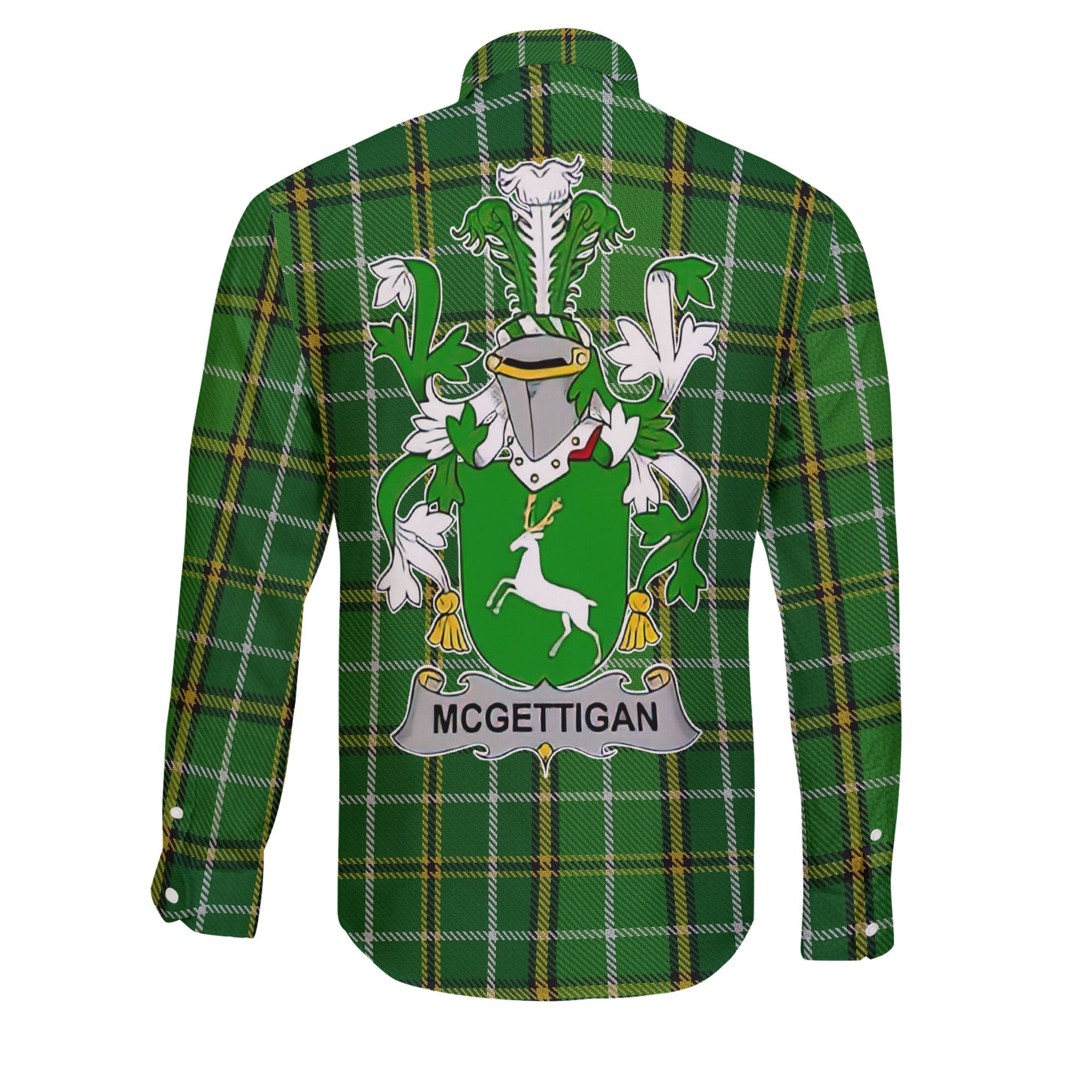 McGettigan or Gethin Long Sleeve Button Shirts Crest And National Plaid Style