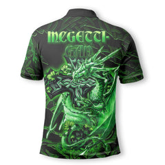 McGettigan or Gethin Polo Shirts Celtic Cross And Dragon Style