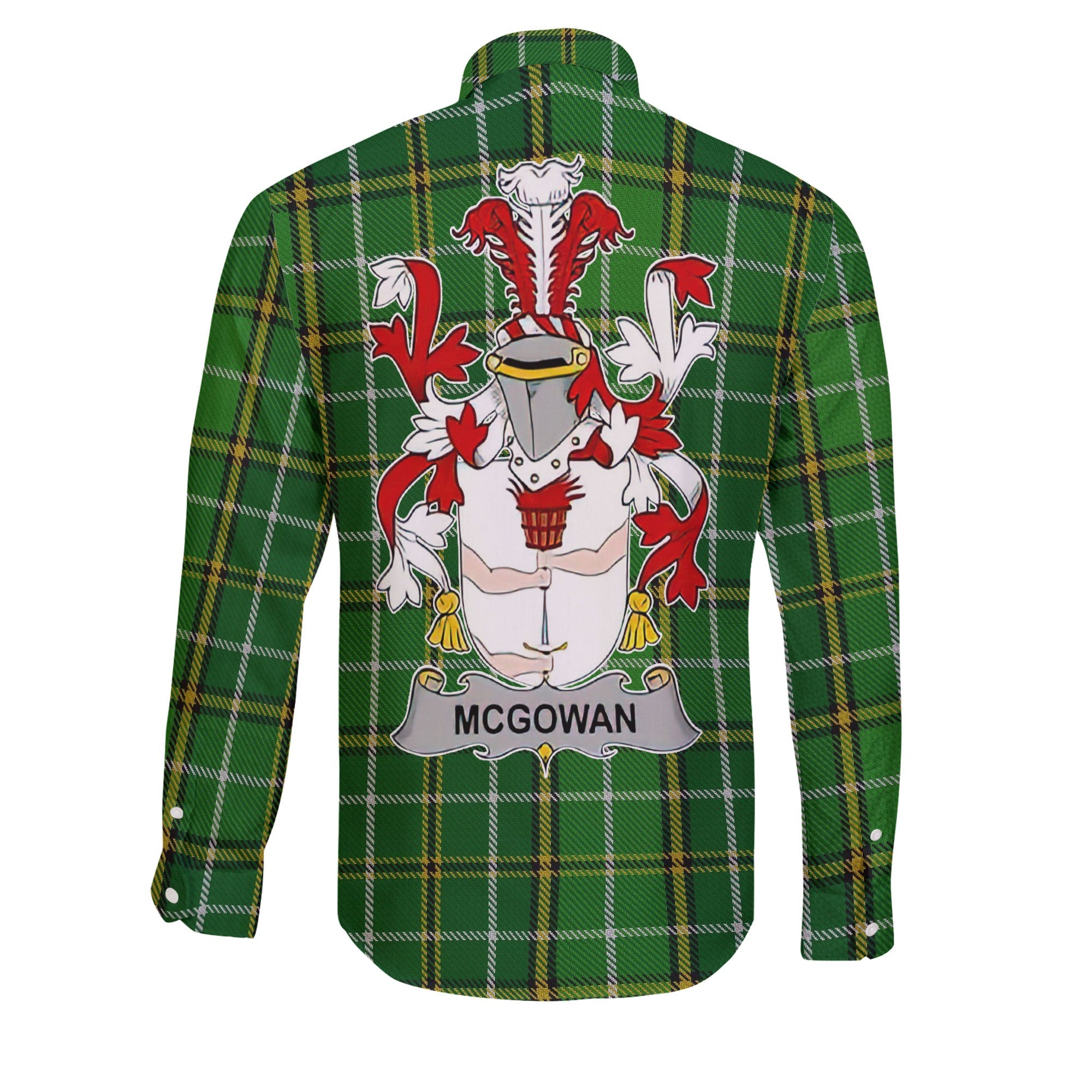 McGowan or McGouan Long Sleeve Button Shirts Crest And National Plaid Style