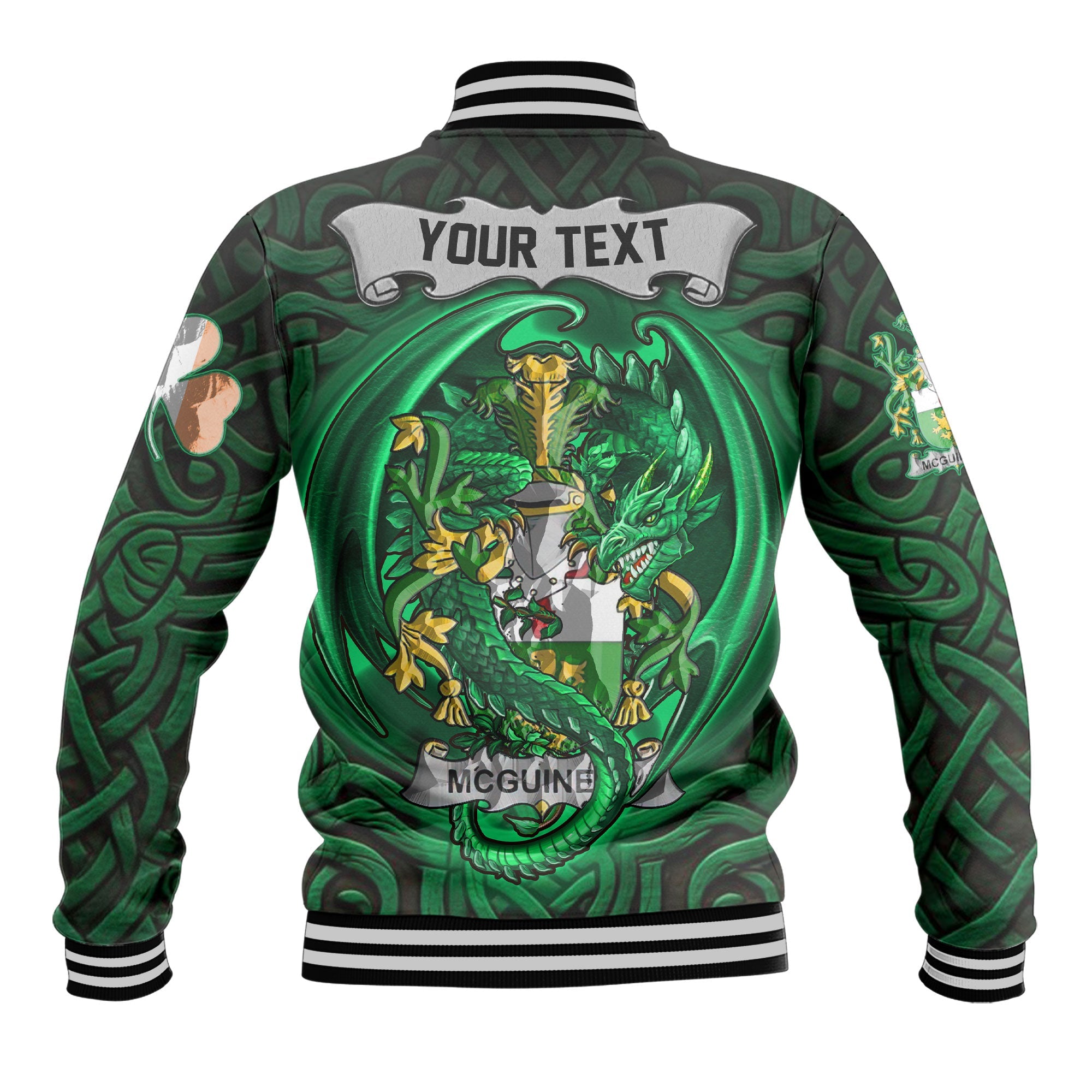 McGuiness or McGenis Baseball Jackets The Green Dragon Of Ireland Style