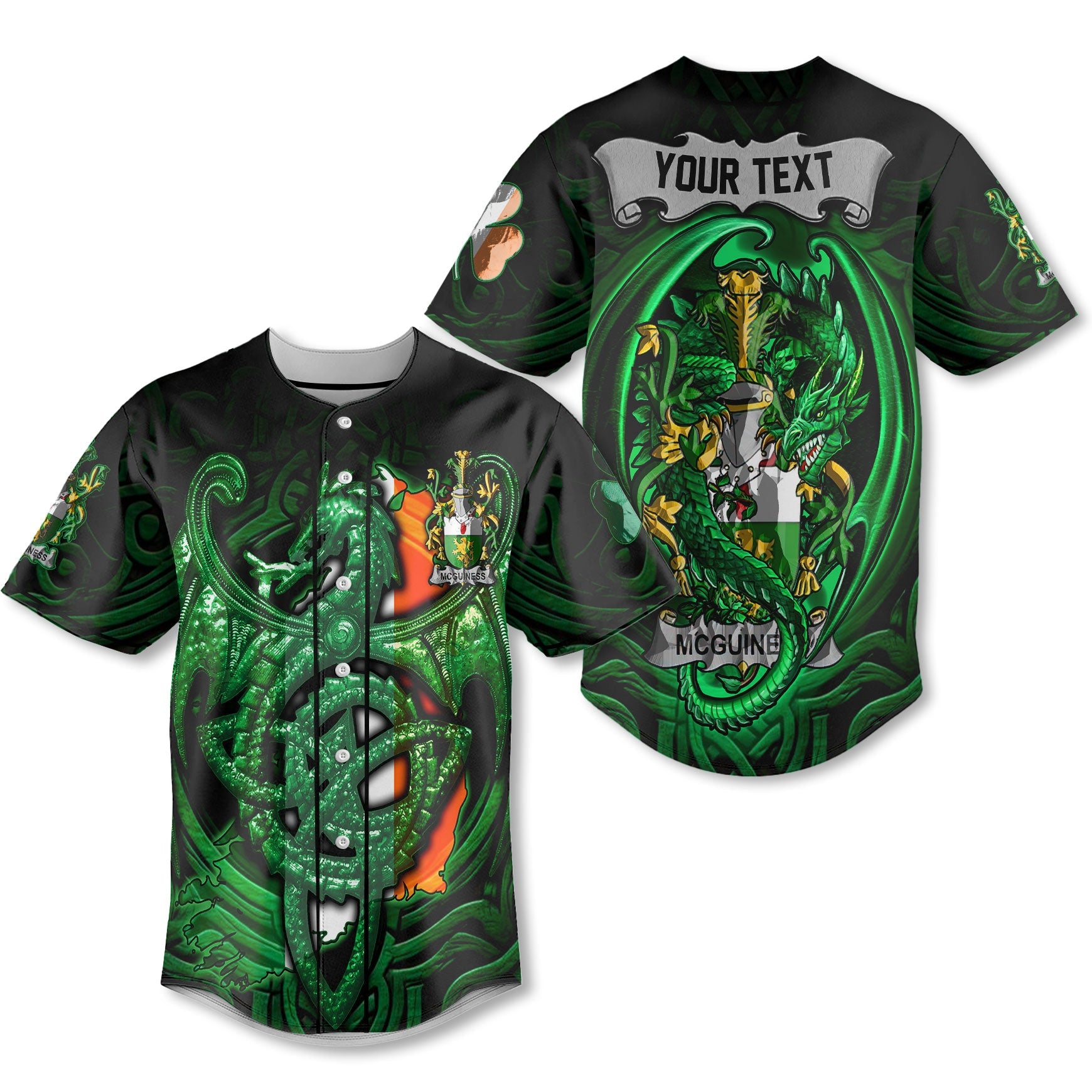 McGuiness or McGenis Baseball Jerseys The Green Dragon Of Ireland Style