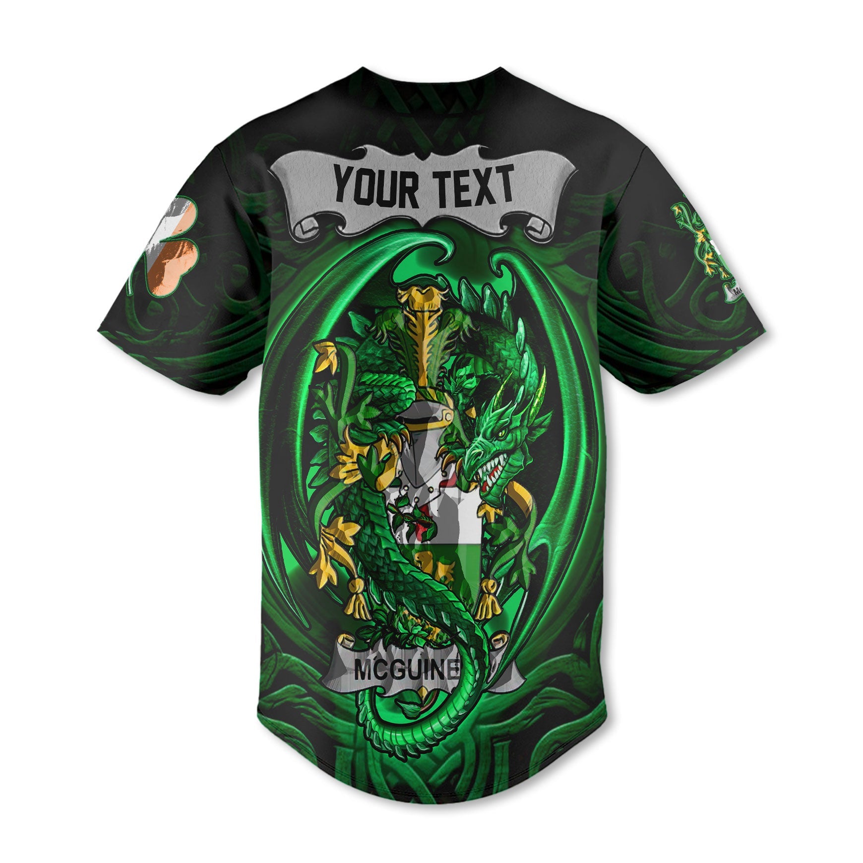 McGuiness or McGenis Baseball Jerseys The Green Dragon Of Ireland Style