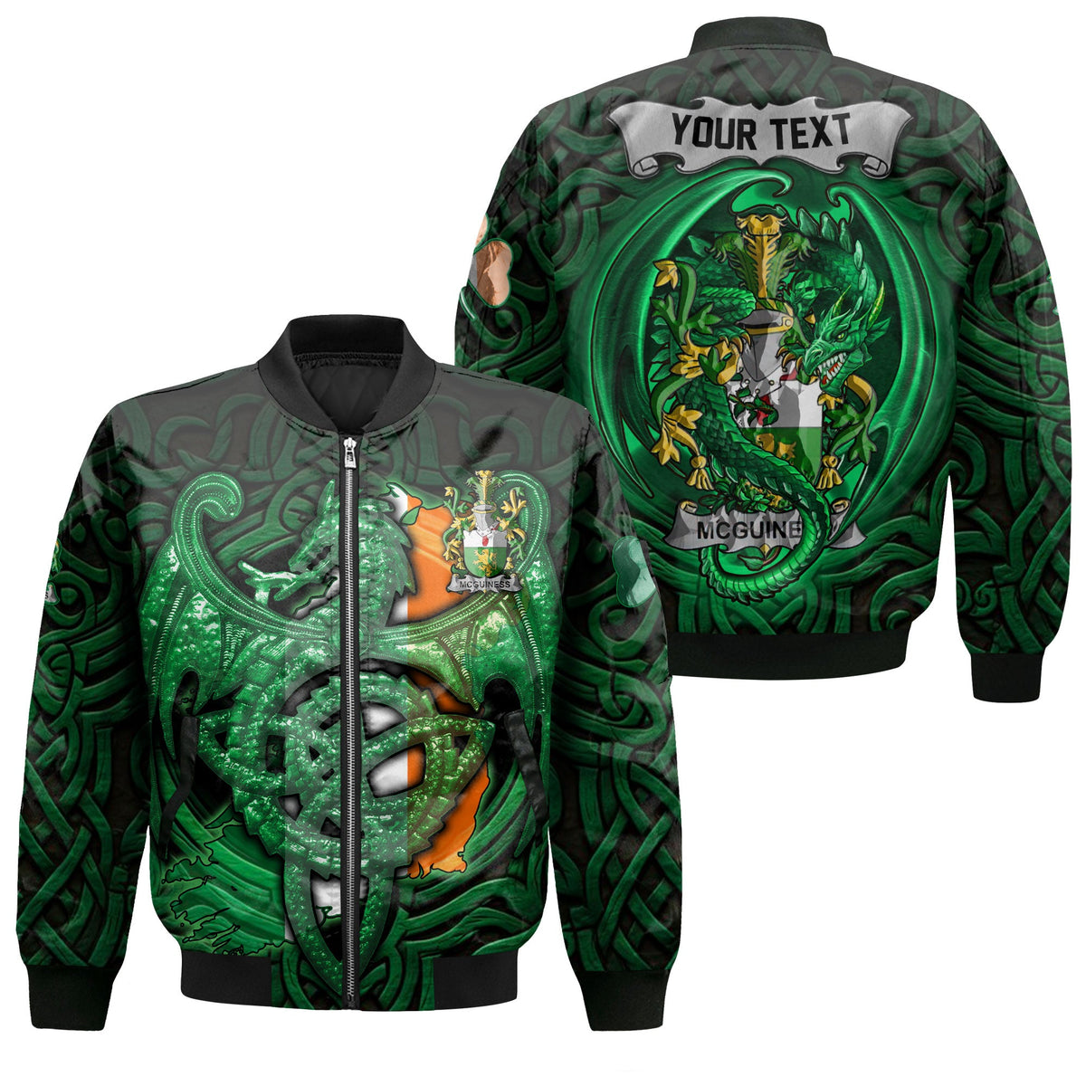 McGuiness or McGenis Bomber Jackets The Green Dragon Of Ireland Style
