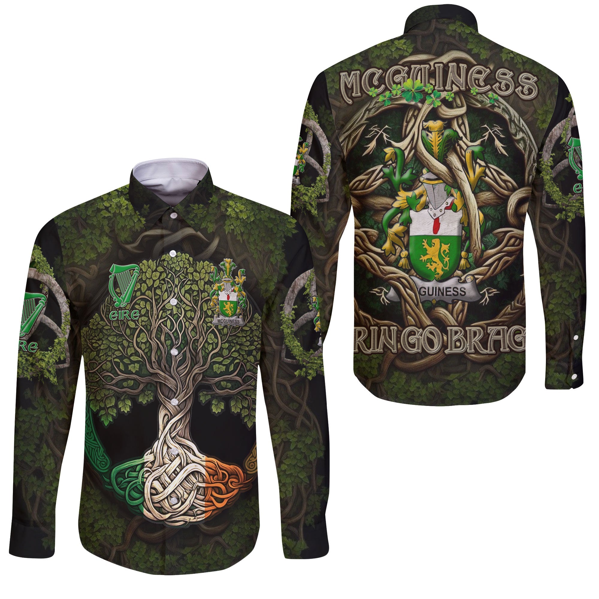 McGuiness or McGenis Long Sleeve Button Shirts Ireland Is My Root Style