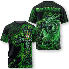 McGuiness or McGenis T-Shirts Celtic Cross And Dragon Style