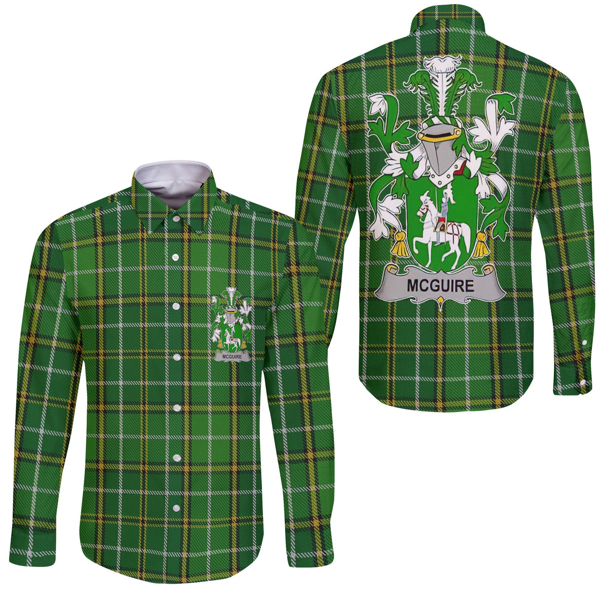 McGuire and Maguire Long Sleeve Button Shirts Crest And National Plaid Style