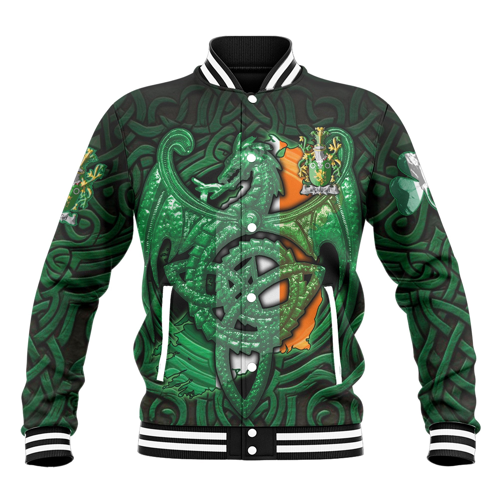 McHugh or MacHugh Baseball Jackets The Green Dragon Of Ireland Style