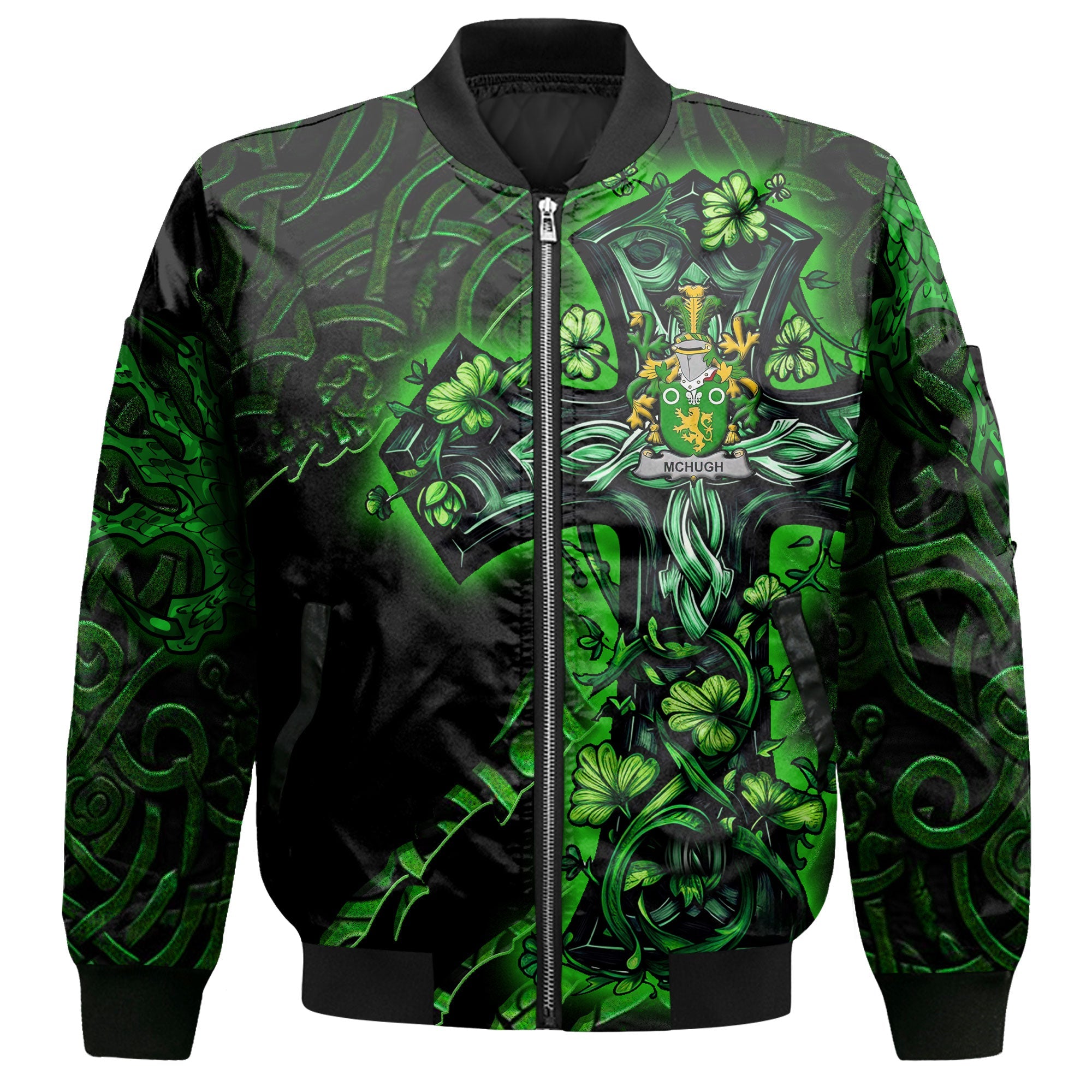 McHugh or MacHugh Bomber Jackets Celtic Cross And Dragon Style