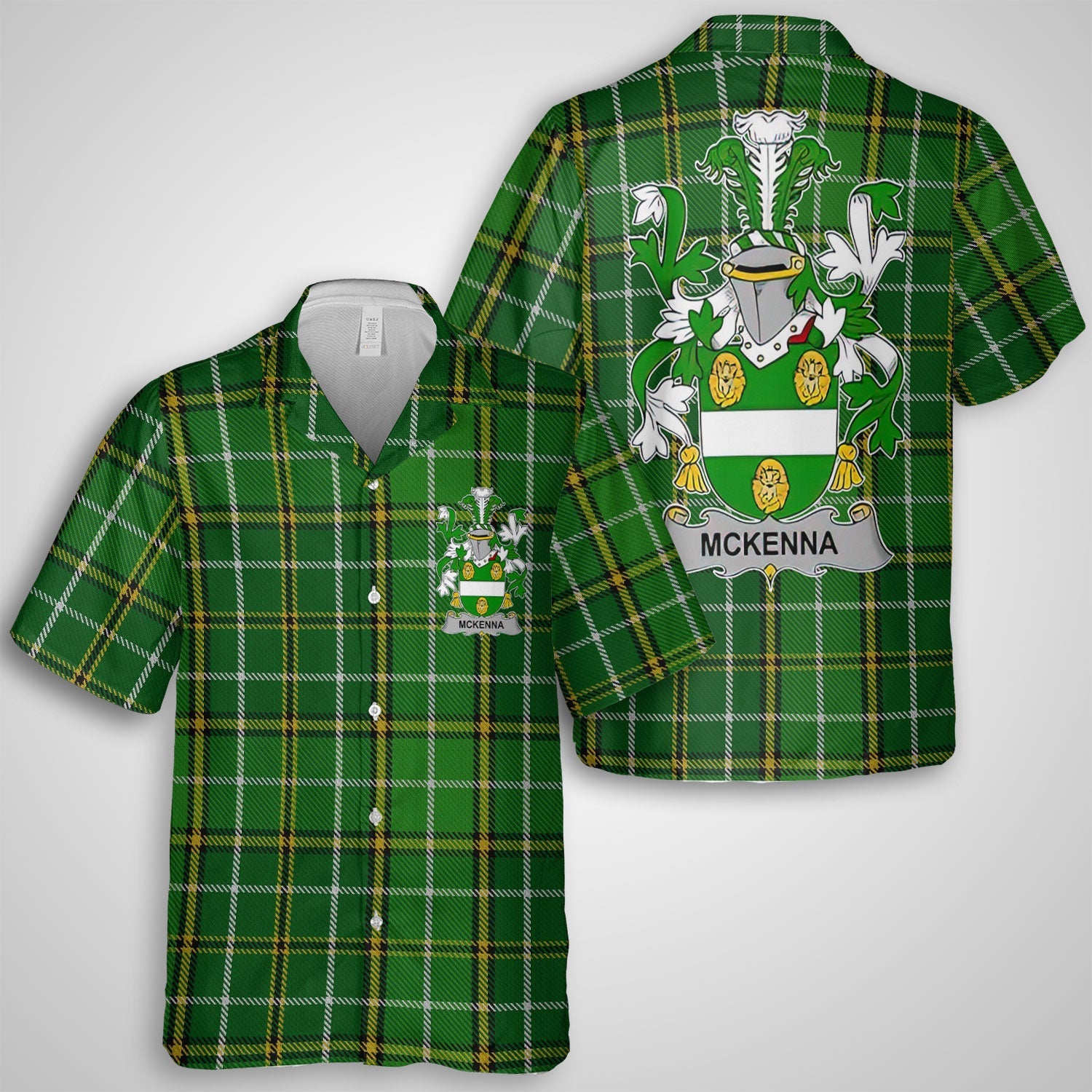 McKenna or Kennagh Hawaiian Shirts Crest And National Plaid Style