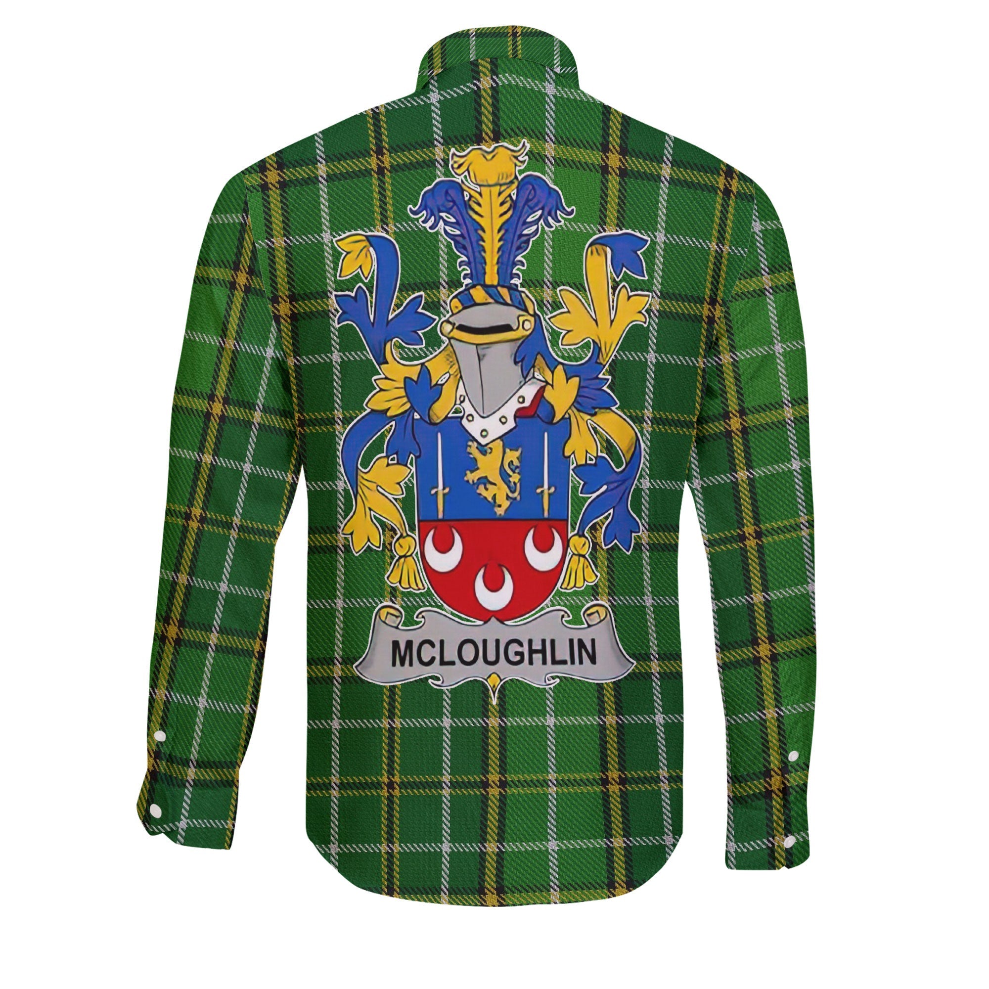 McLoughlin or Loughlin Long Sleeve Button Shirts Crest And National Plaid Style