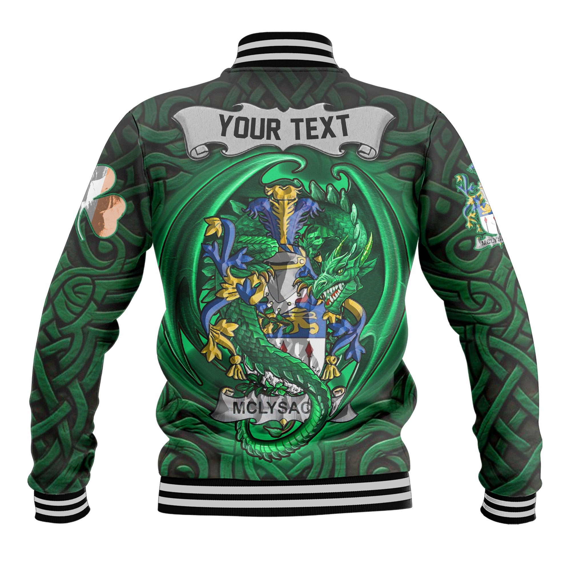 McLysacht or Lysacht Baseball Jackets The Green Dragon Of Ireland Style