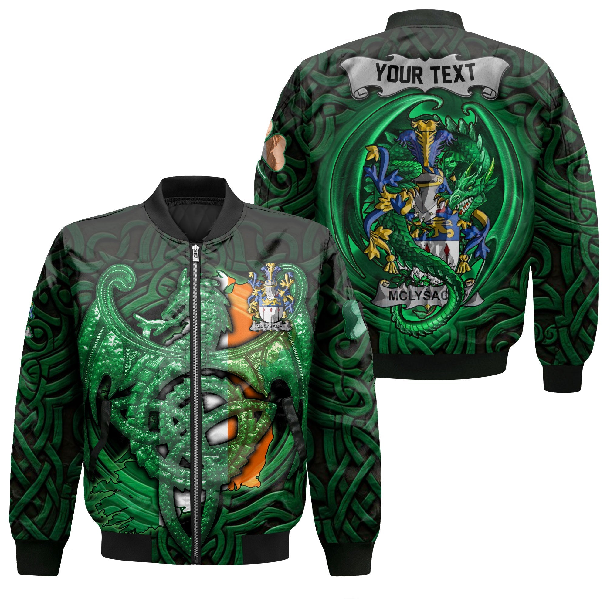 McLysacht or Lysacht Bomber Jackets The Green Dragon Of Ireland Style