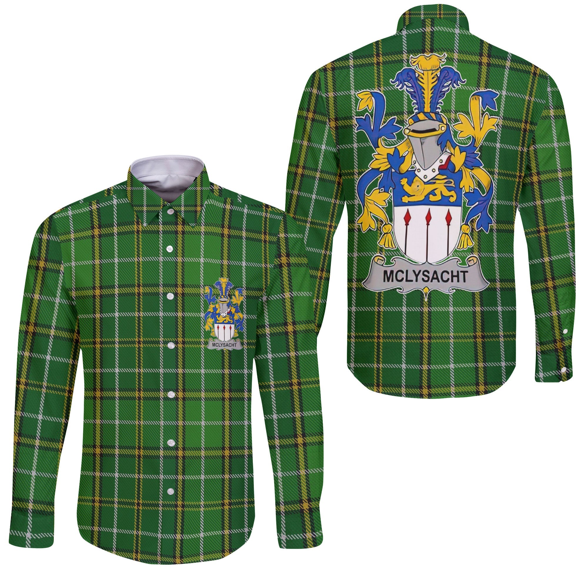 McLysacht or Lysacht Long Sleeve Button Shirts Crest And National Plaid Style