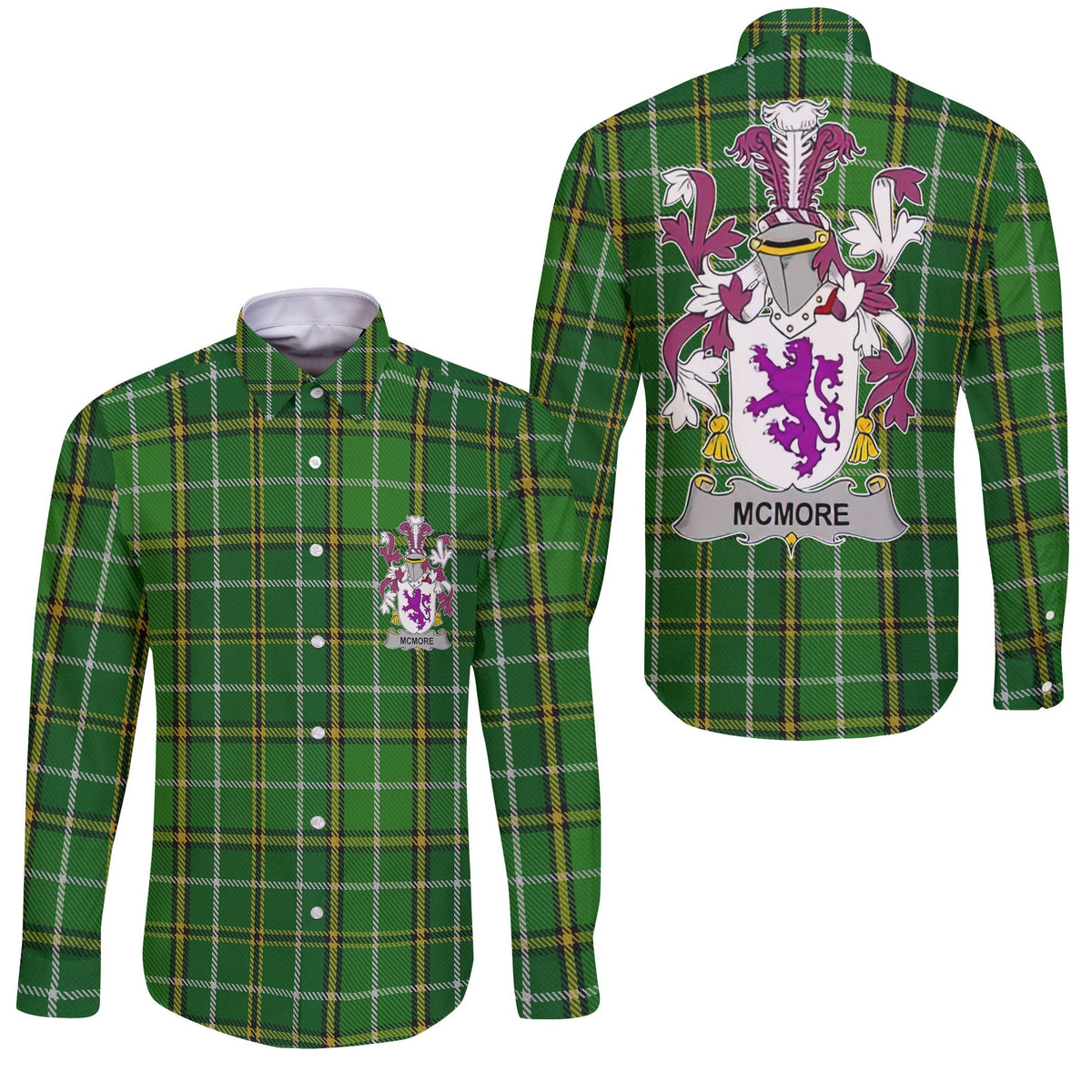 McMore or More Long Sleeve Button Shirts Crest And National Plaid Style